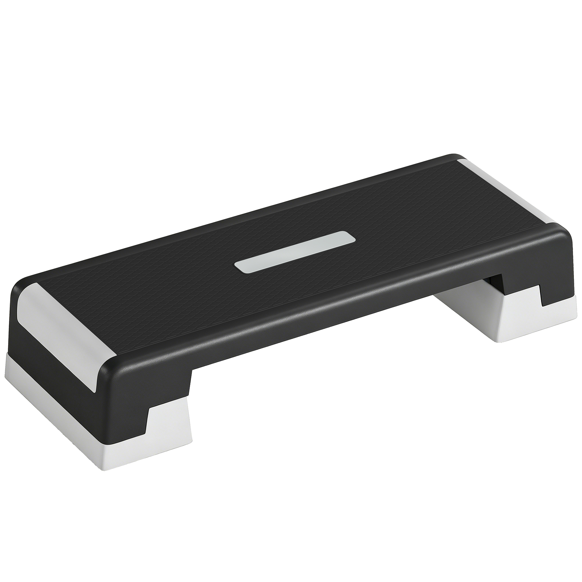Steppbrett höhenverstellbar Fitness Aerobic Stepper mit 3 Stufen (15/20/25 cm), Anti-Rutsch-Matte Schwarz+Grau