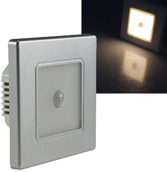 LED Wand-Einbauleuchte "EBL 86 PIR", 2W, 3000k, warmweiß, Rahmen silber