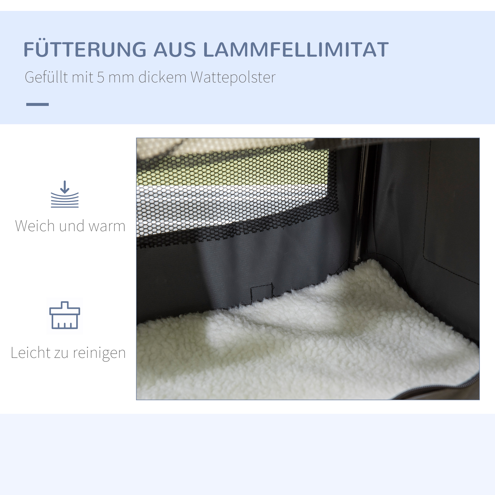 Transporttasche, Transportbox, für Katzen und kleine Hunde, faltbar, 3 Türen, grau, 50,5 x 33,5 x 35cm