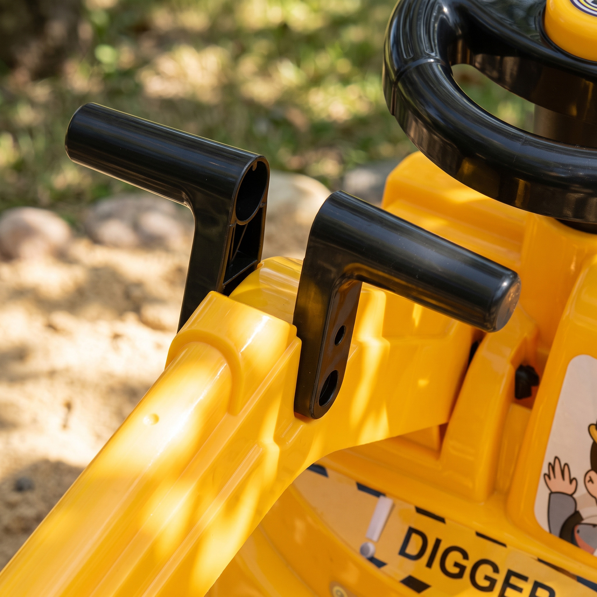 Sitzbagger Kinder Aufsitzbagger mit Schaufel Lenkrad Kinderbagger mit Hupe, Stauraum unter dem Sitz für 1-3 Jahre