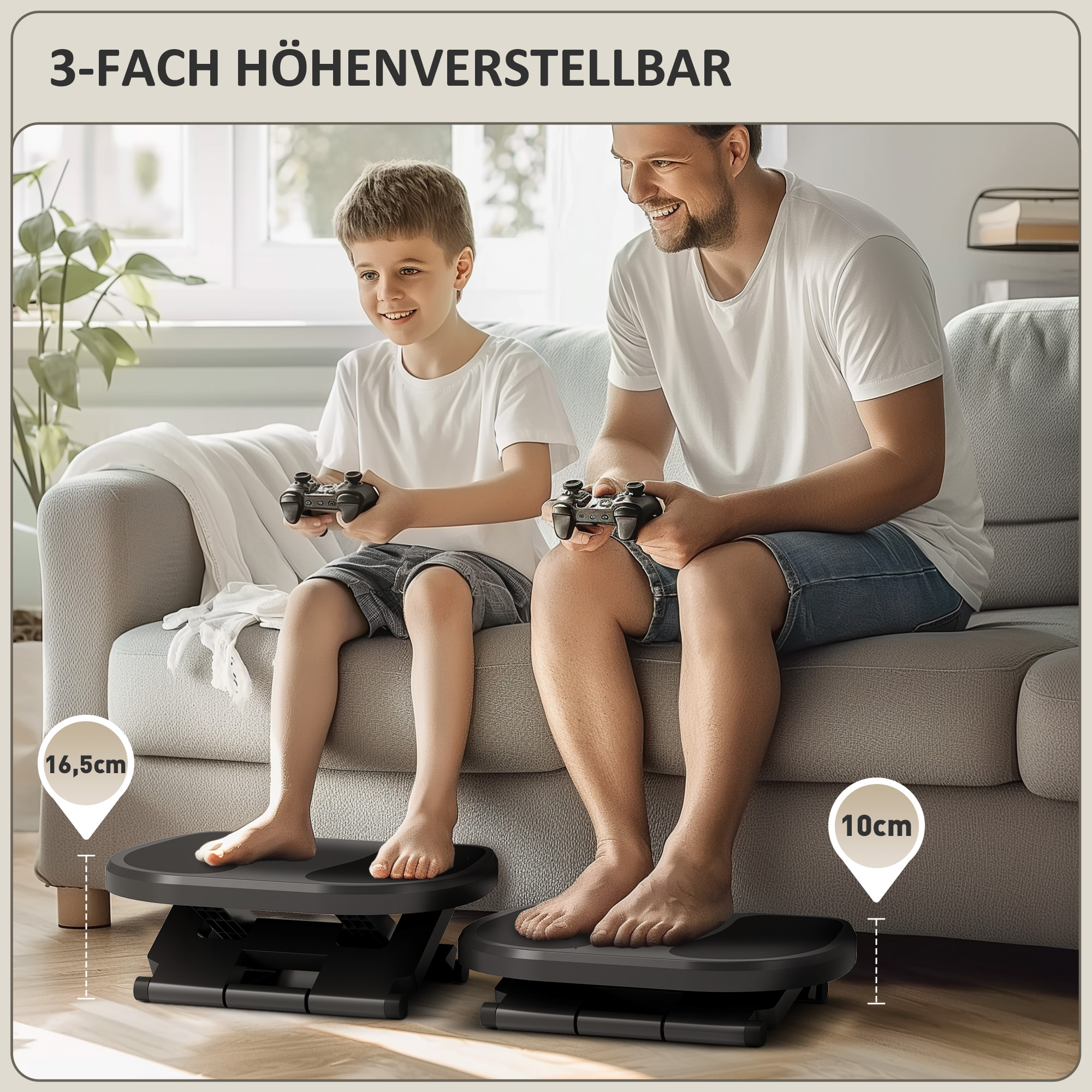 Fußstütze, Fußablage, höhenverstellbar, 0-30° neigbar, Grau