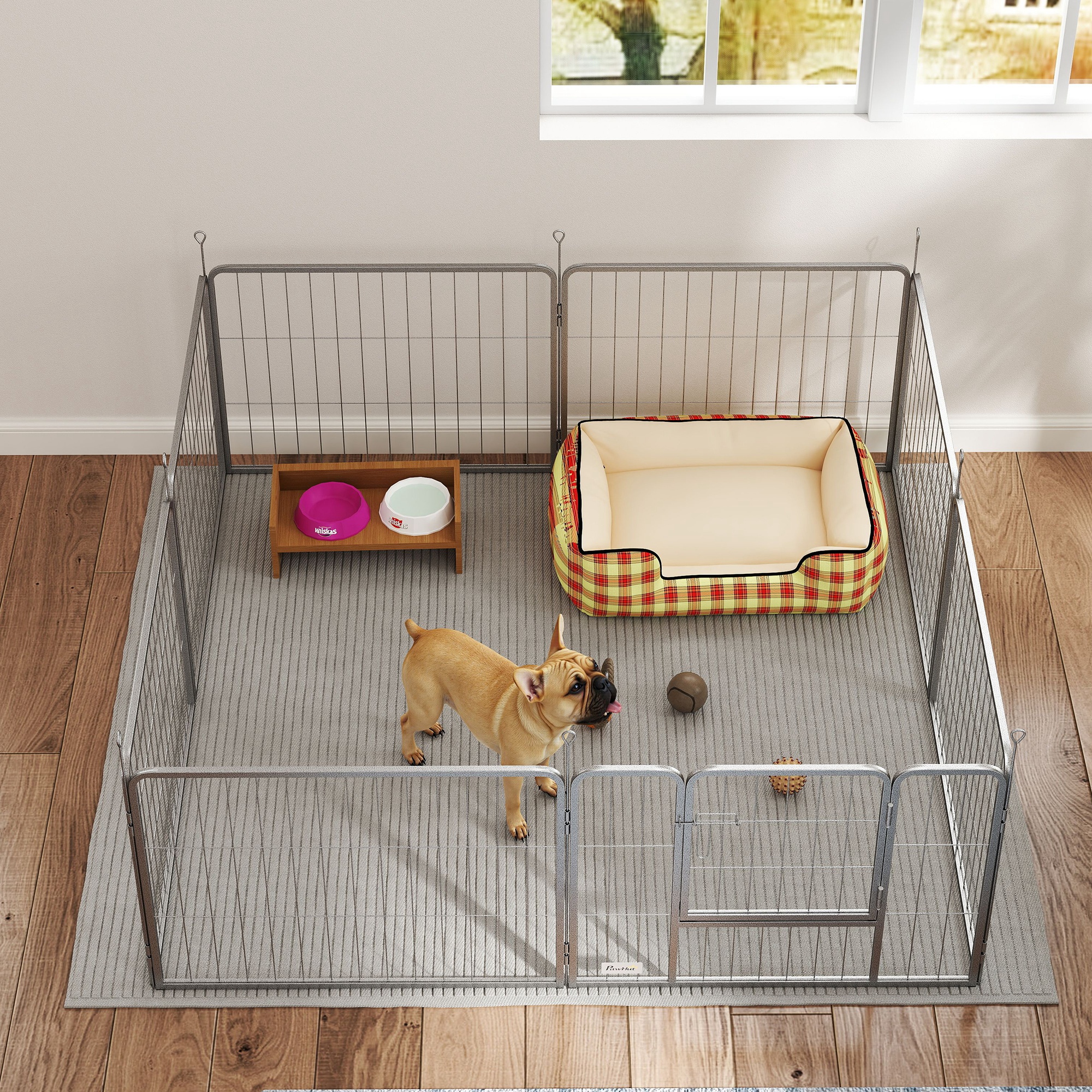 Haustiergehege, Hundezaun, Haustierspielplatz, flexibel anpassbar, rostfreier Stahl