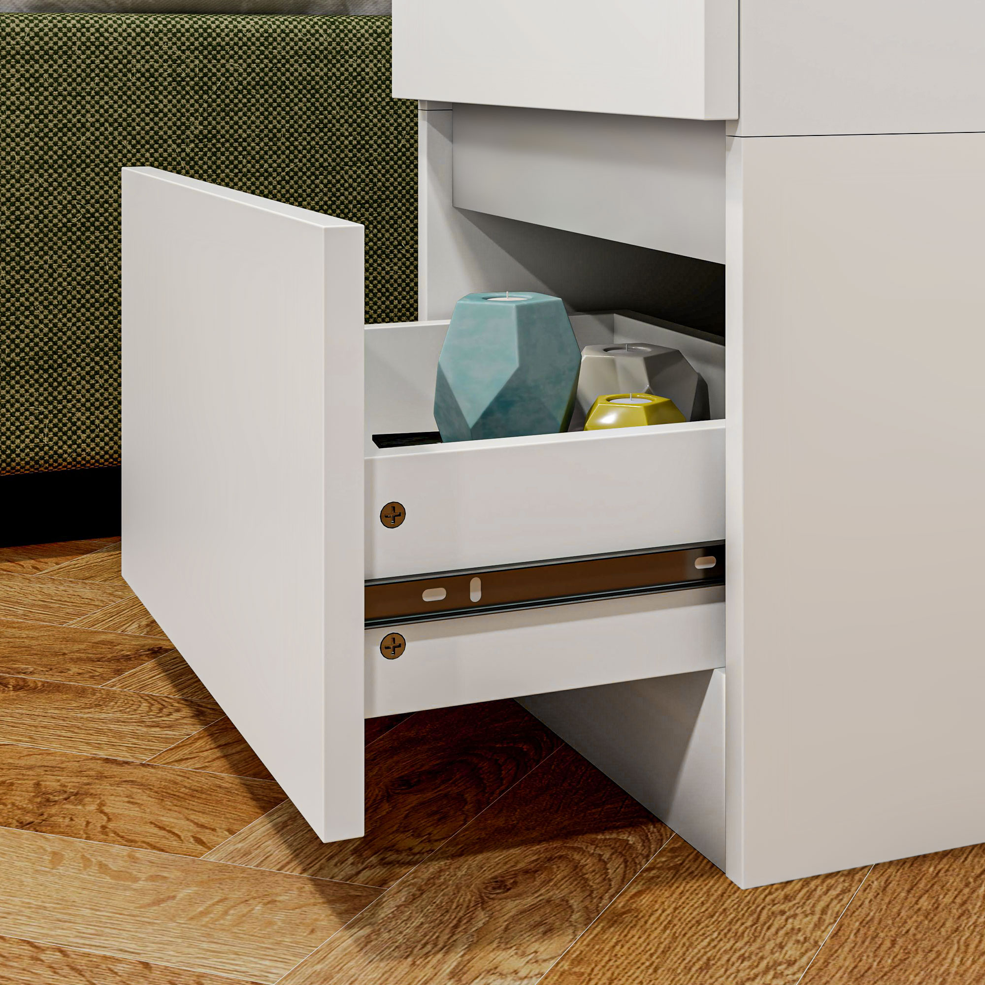 Nachttisch mit 2 Schubladen, Beistelltisch mit Stauraum, für Wohnzimmer, Schlafzimmer, Weiß