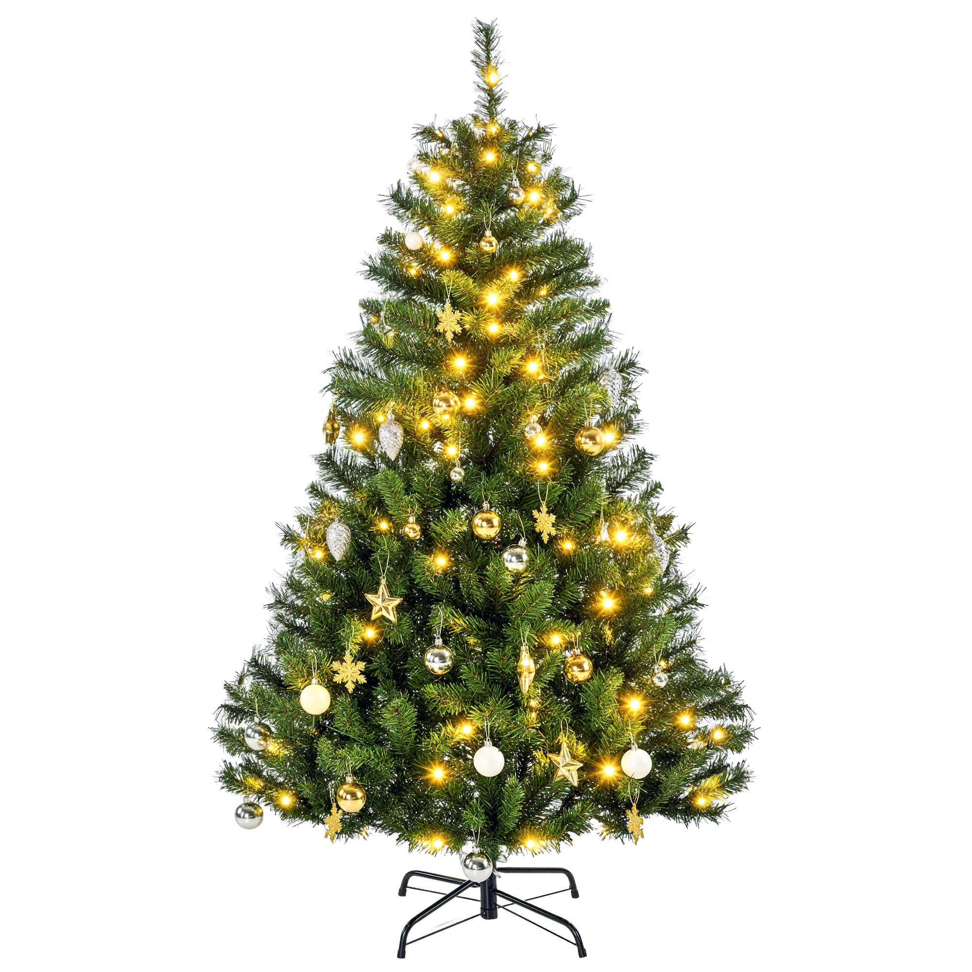Weihnachtsbaum Christbaum künstlicher Weihnachtsbaum, inkl, Schmuck  95 cm x 95 cm x 150 cm, Grün
