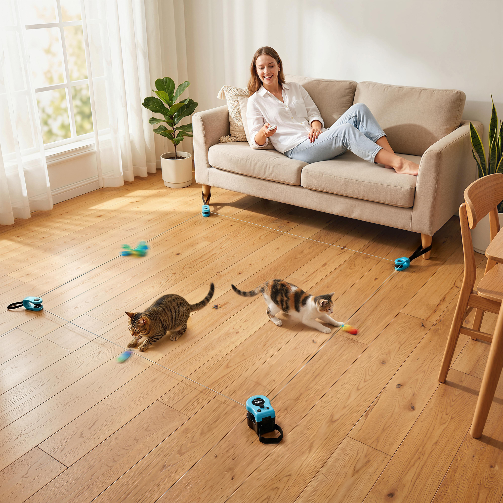 Katzenspielzeug mit einstellbare Geschwindigkeit anpassbaren Laufwegen Schwarz