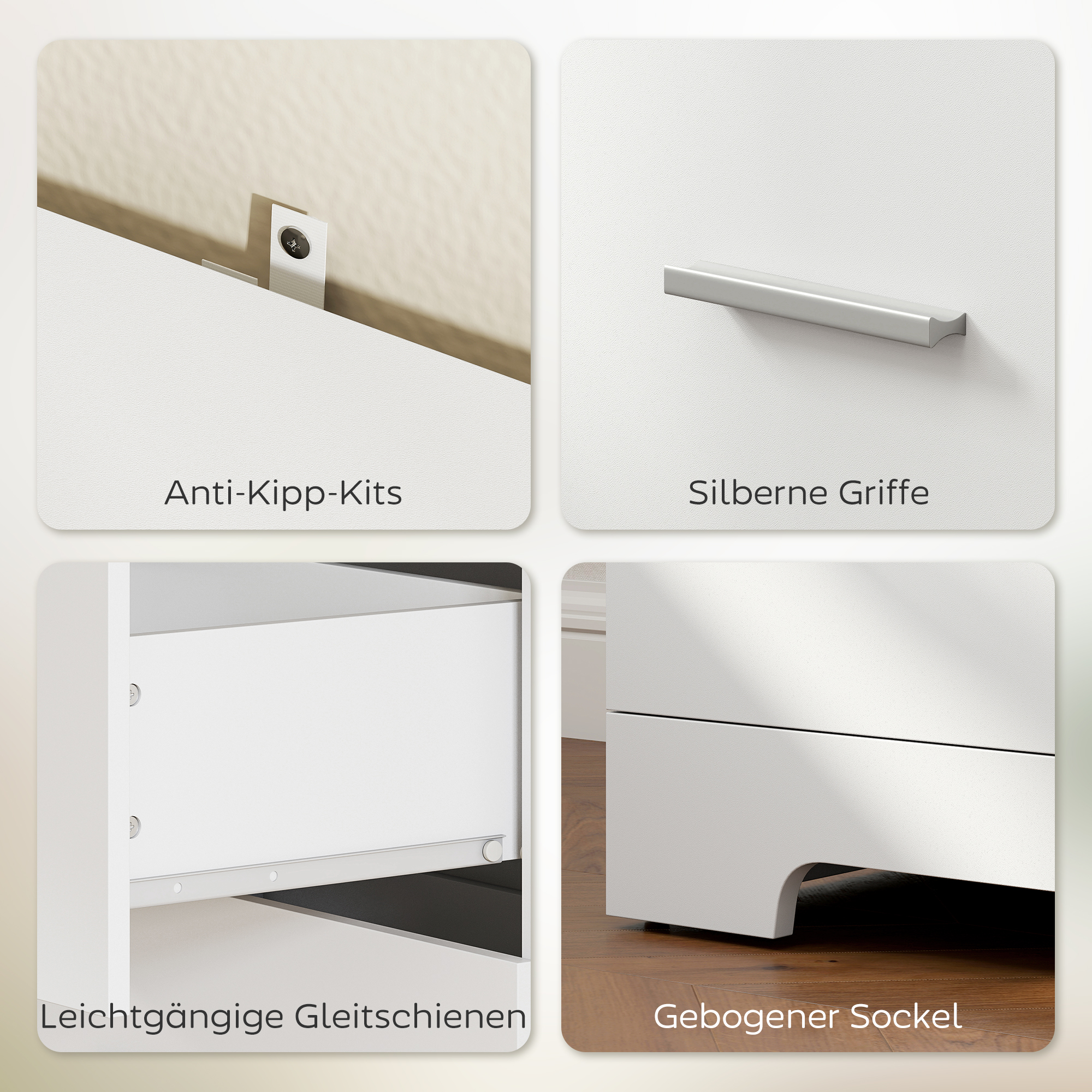 Bücherschrank Hochschrank Vitrinenschrank mit 3 Schubladen, 3 offen Regalen, für Wohnzimmer Küche, 79x39,5x180 cm, Weiß