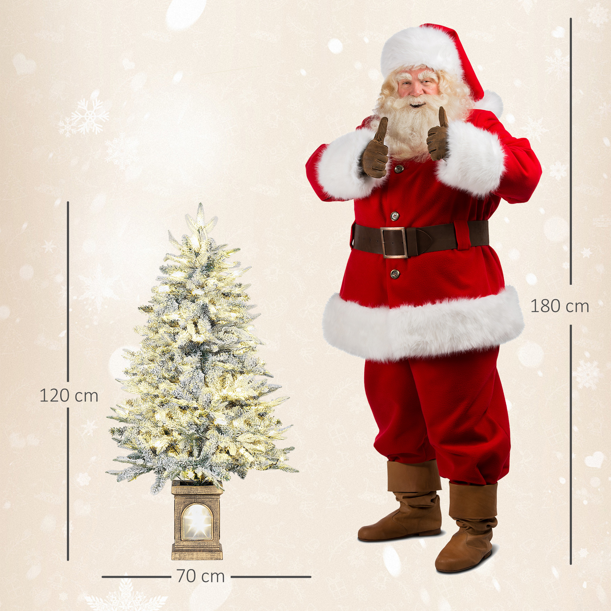 Künstlicher Weihnachtsbaum, schneebedeckter Look, 100 LEDs, 8 Modi, Kunststoff
