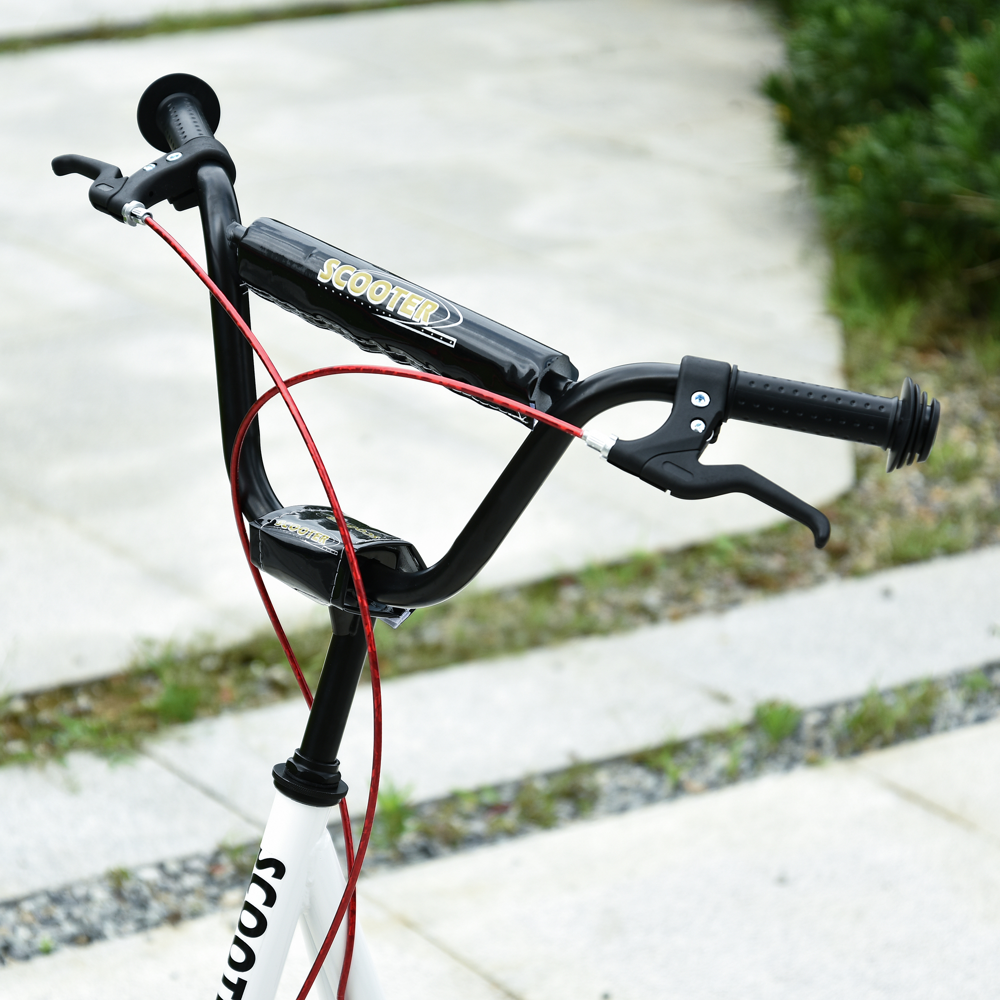 Kinderroller Scooter Tretroller Cityroller Kickscooter Roller Kinder Kickboard mit Luftreifen und Handbremse Scooter Kinder Wasserfest Faltbar ab 5 Jahre 16 Zoll Weiß 139 x 58 x 90-96 cm