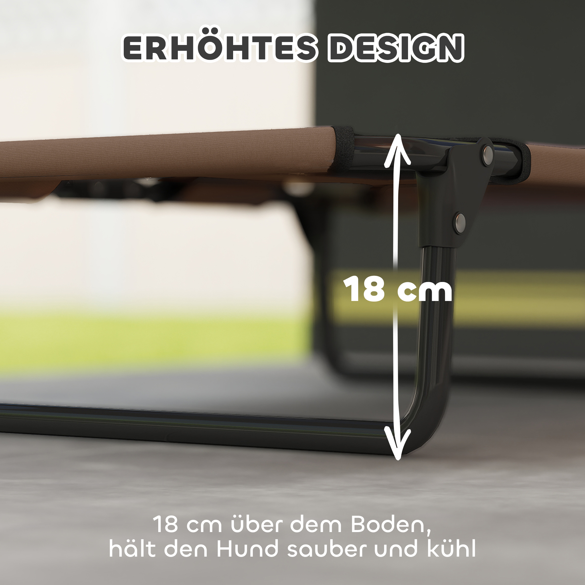 Erhöhtes Hundebett klappbar Haustierbett, Outdoor Hundeliege mit Netzdesign Kaffee Oxford 75 x 51 x 18 cm