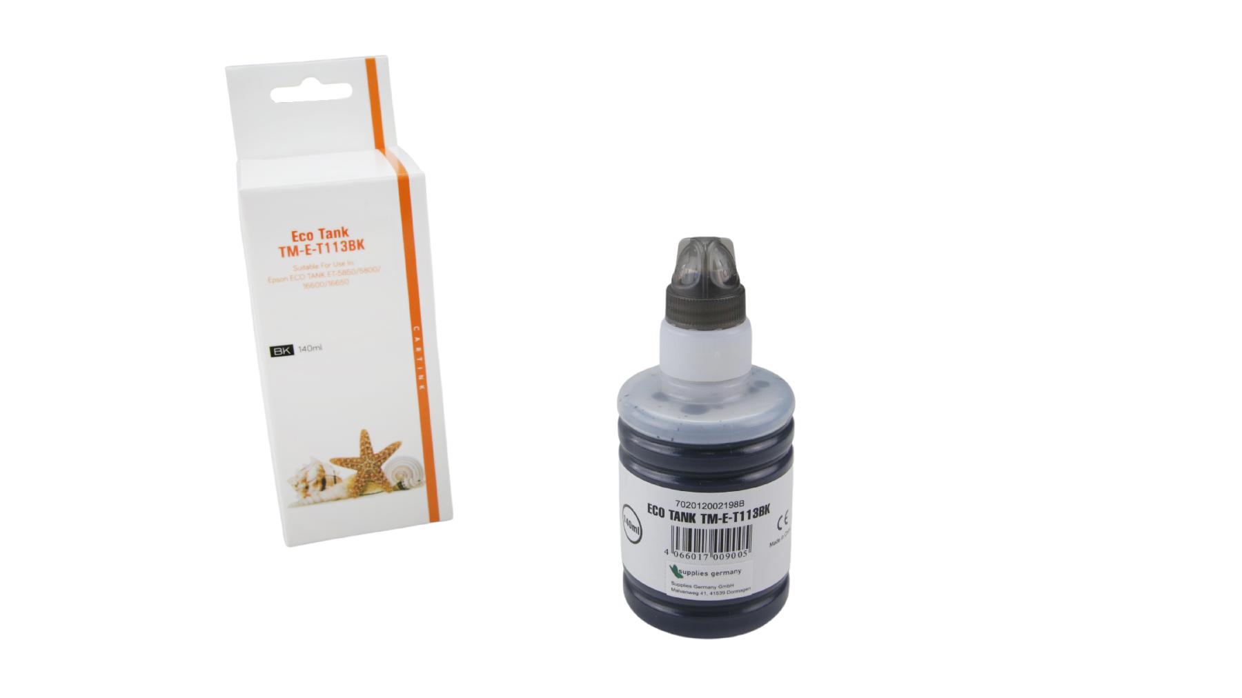 T113BK Eco Tank Nachfüllflasche black für Epson / C13T06B140 / 140