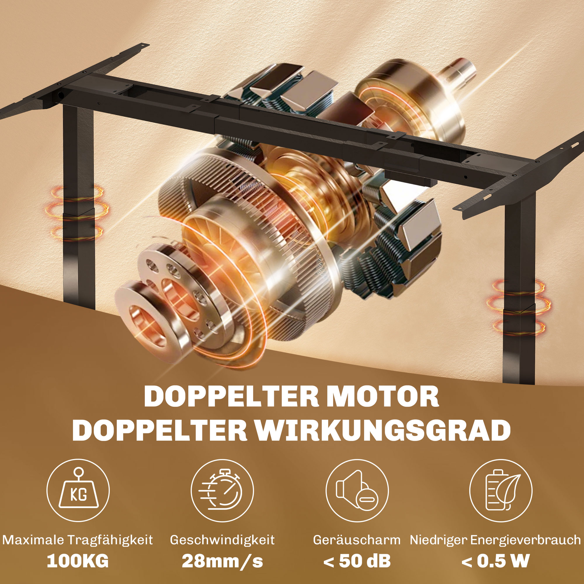 Schreibtischgestell, höhenverstellbar, mit Speicherfunktion, Stahl, Schwarz