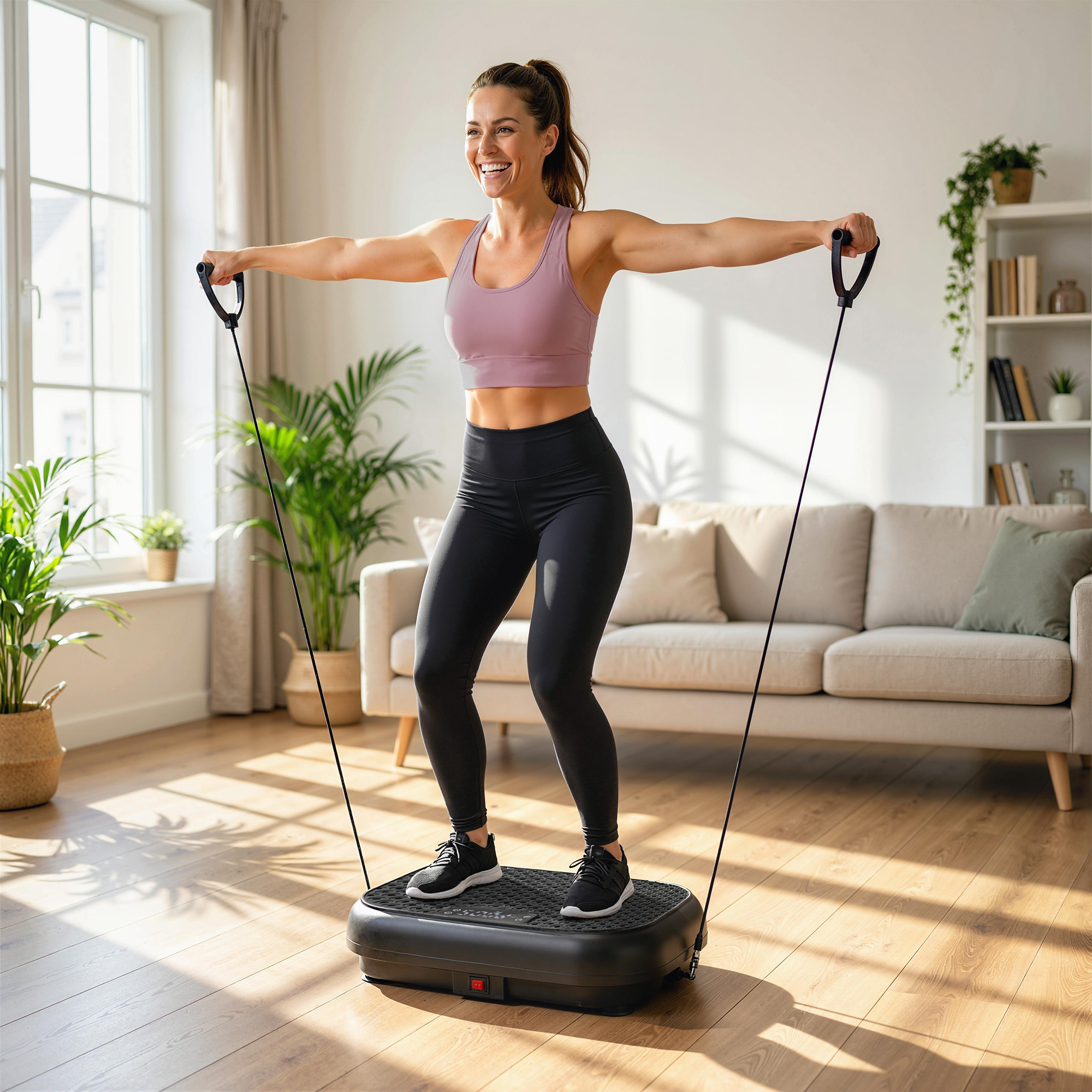 Vibrationsplatte Rüttelplatte mit 120 Intensitätsstufen 5 Vorprogramm Fernbedienung LED-Display für Muskelaufbau Schwarz