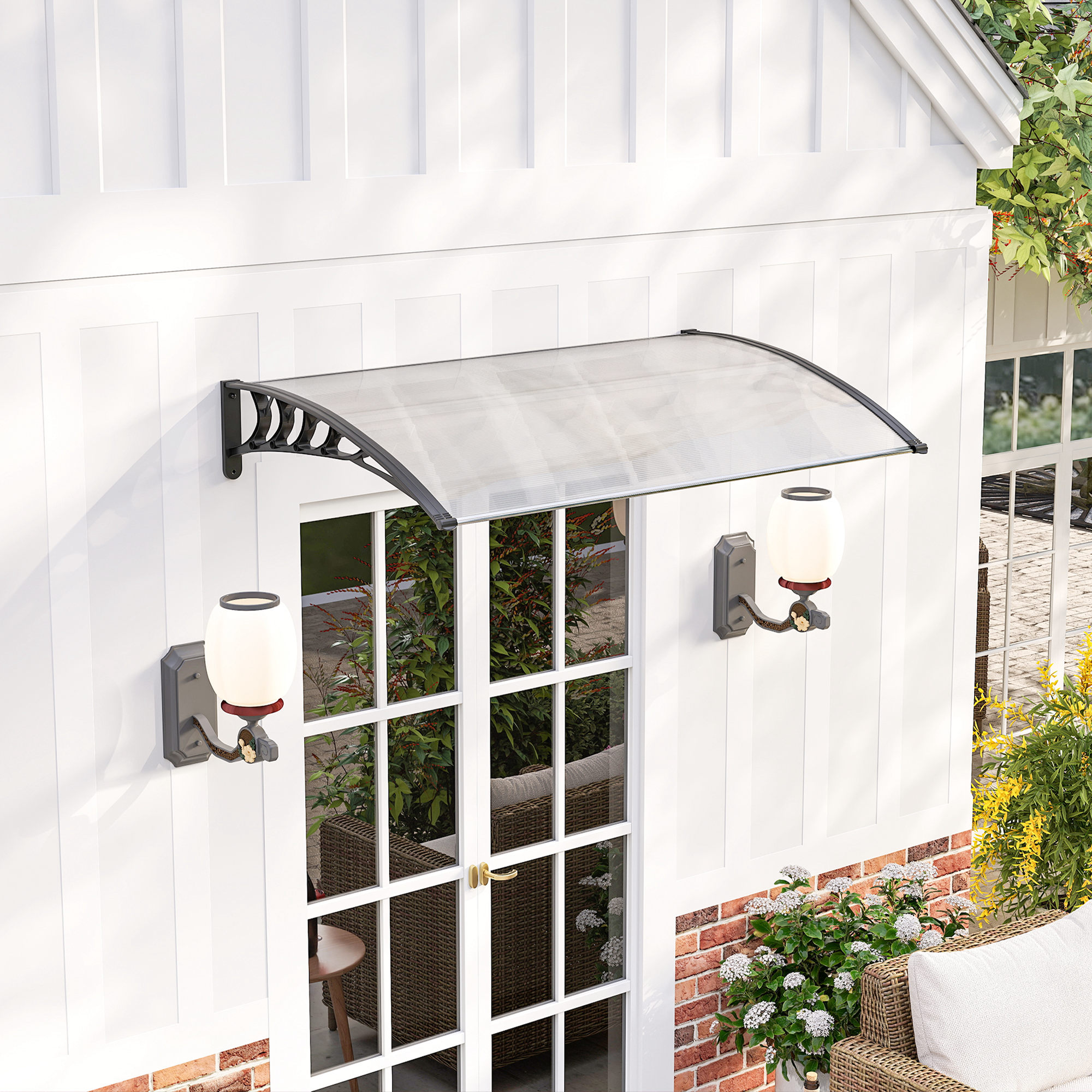 Vordach Schutzdach, UV-Beständig, Wasserbeständig, 90x150x25cm , Weiß