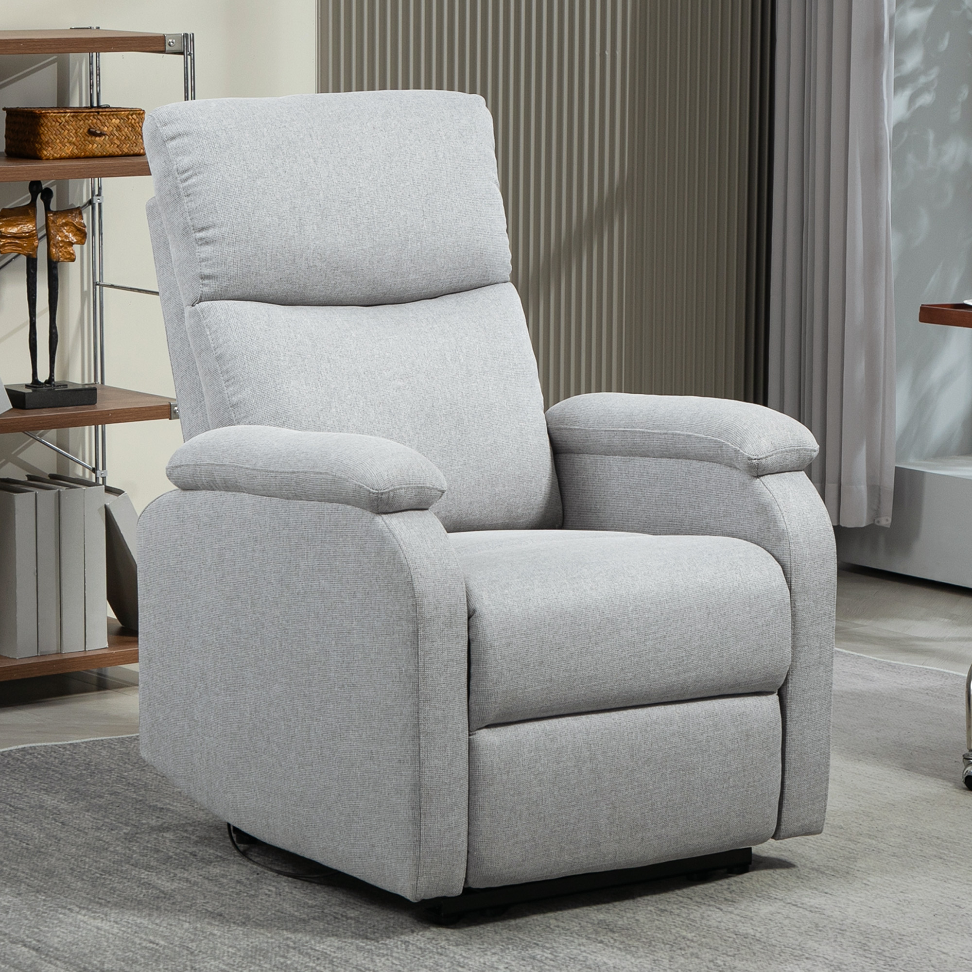Recliner-Sessel, Entspannungssessel mit verstellbarer Rückenlehne, Fußstütze, Polstersessel für Wohnzimmer, Grau