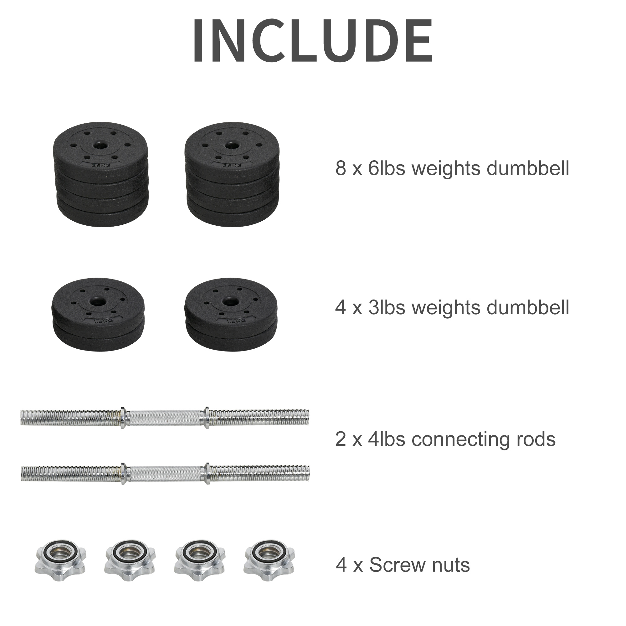 Kurzhantel Set 30KG Hantelset mit Hantelscheiben für Zuhause Büro Fitnessstudio Stahl Kunstleder Schwarz Krafttraining
