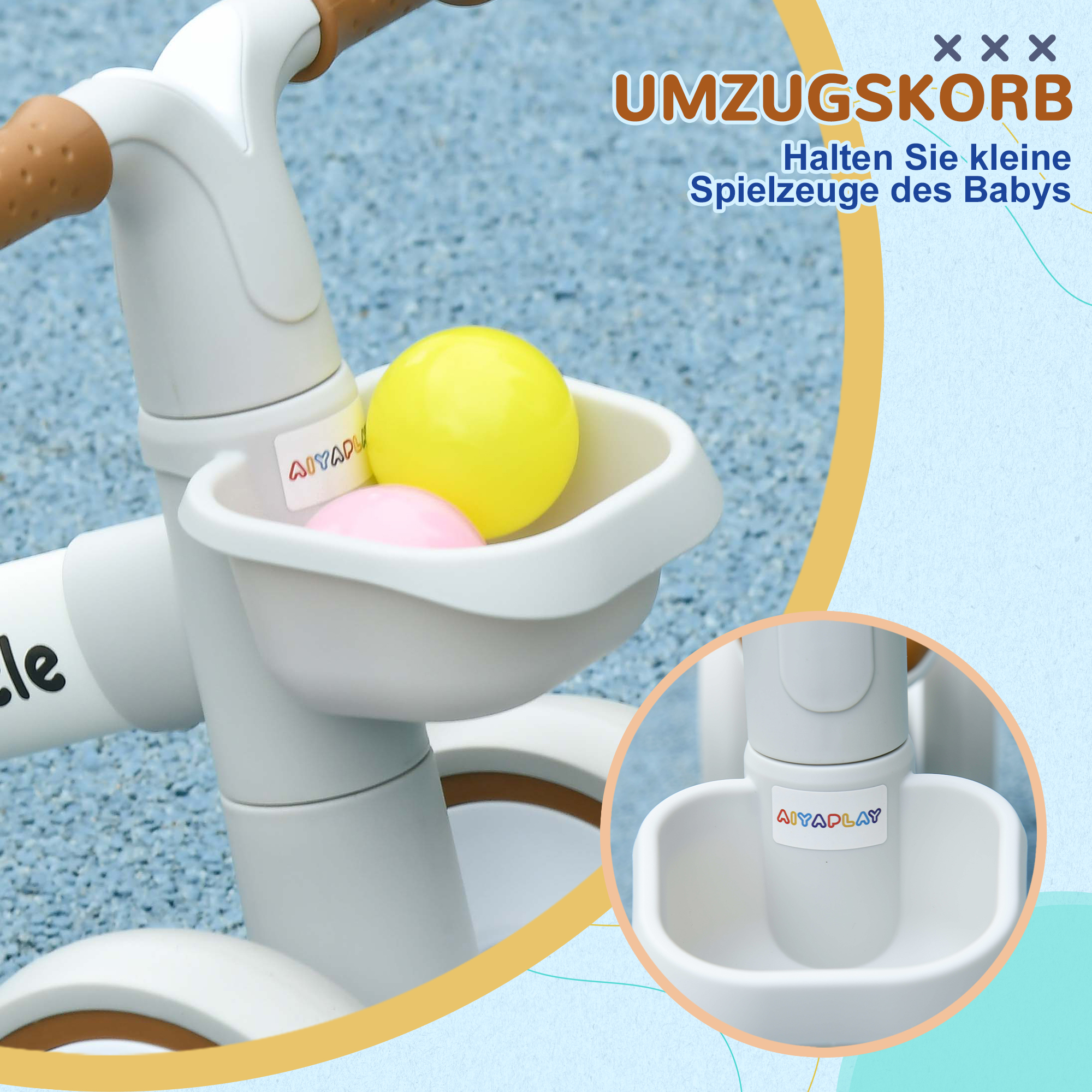 Laufrad, verstellbarer Sitz, Flüsterräder, für 1-3 Jahre, bis 20 kg, Braun/Weiß