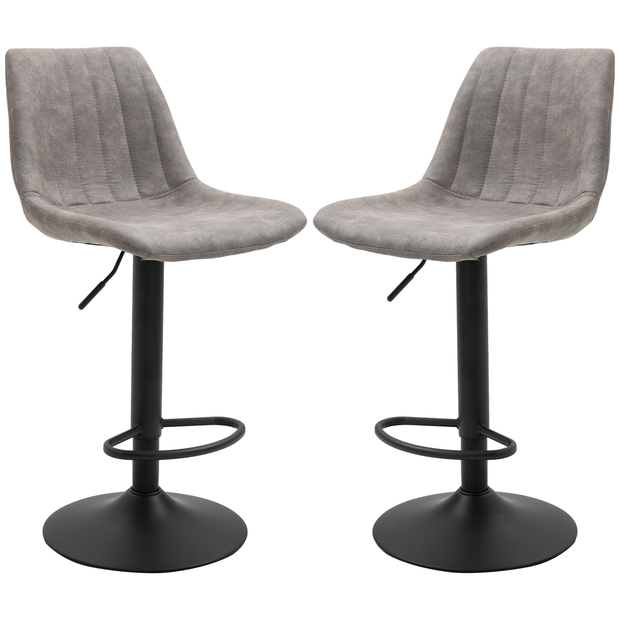 2er-Set Barhocker im Retrodesign, inkl, Fußstütze, höhenverstellbar, Gaslift, Grau + Schwarz 2er-Set Barhocker im Retrodesign, inkl, Fußstütze, höhenverstellbar, Gaslift, Grau + Schwarz
