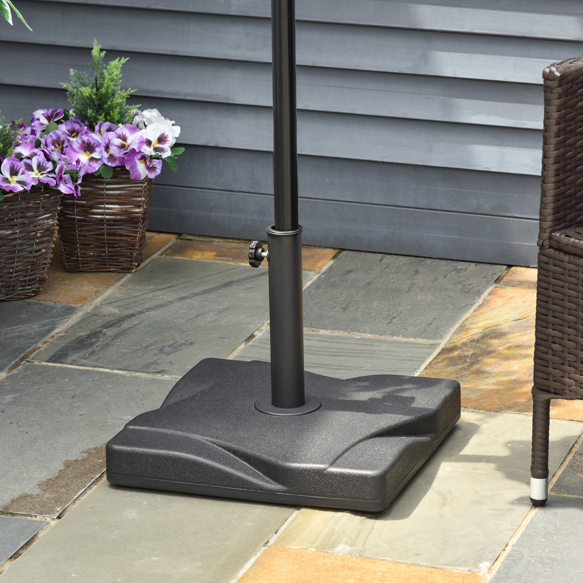 Sonnenschirmständer 20 kg Schirmständer für Sonnenschirm Schirmstangen 32/38/48 mm Sonnenschirmfuß für Garten Terrasse Balkon Zement 41,5 x 41,5 Schwarz