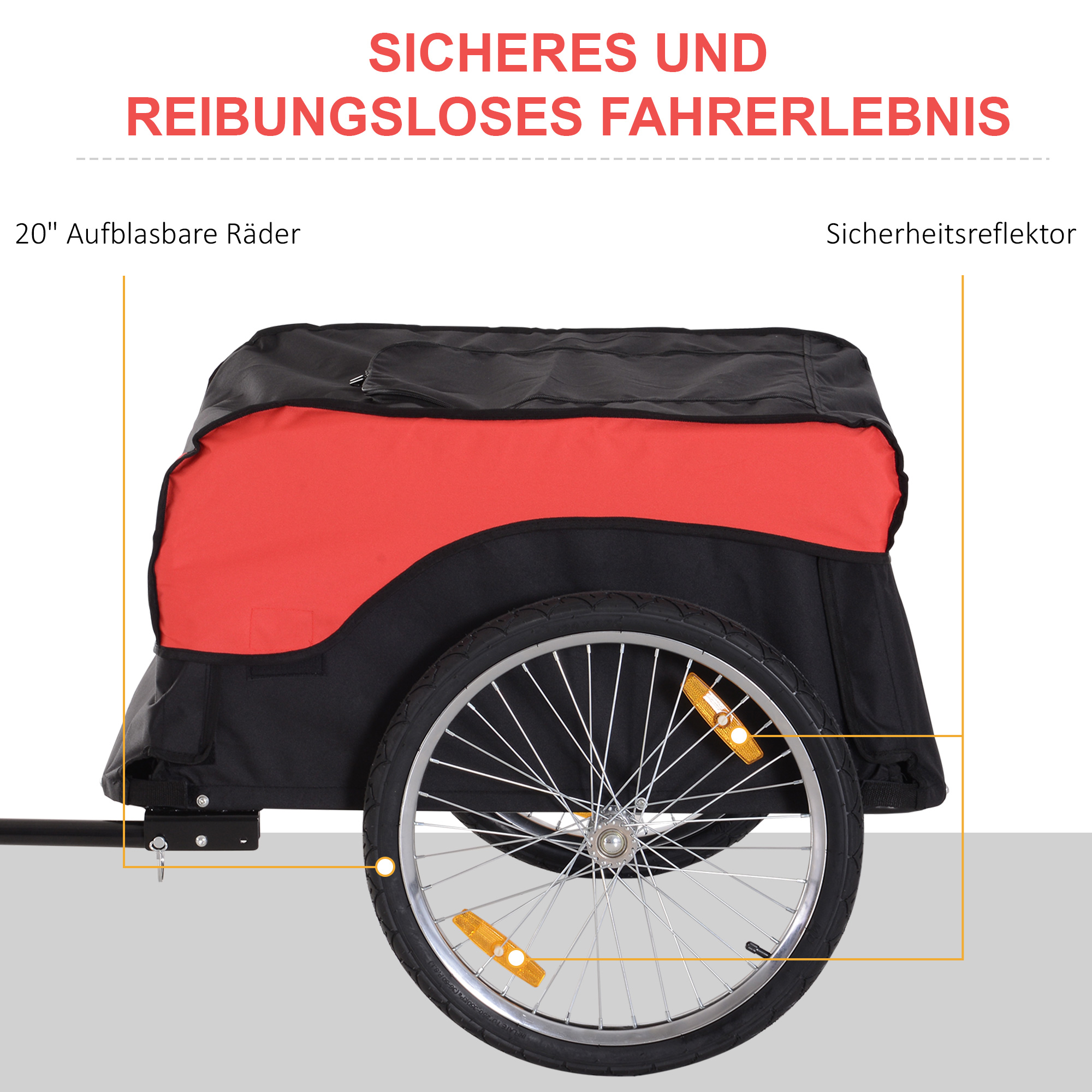 Transportanhänger Lastenanhänger Fahrrad Anhänge Lasten-Fahrradanhänger CargoTrailer (Rot-Schwarz)