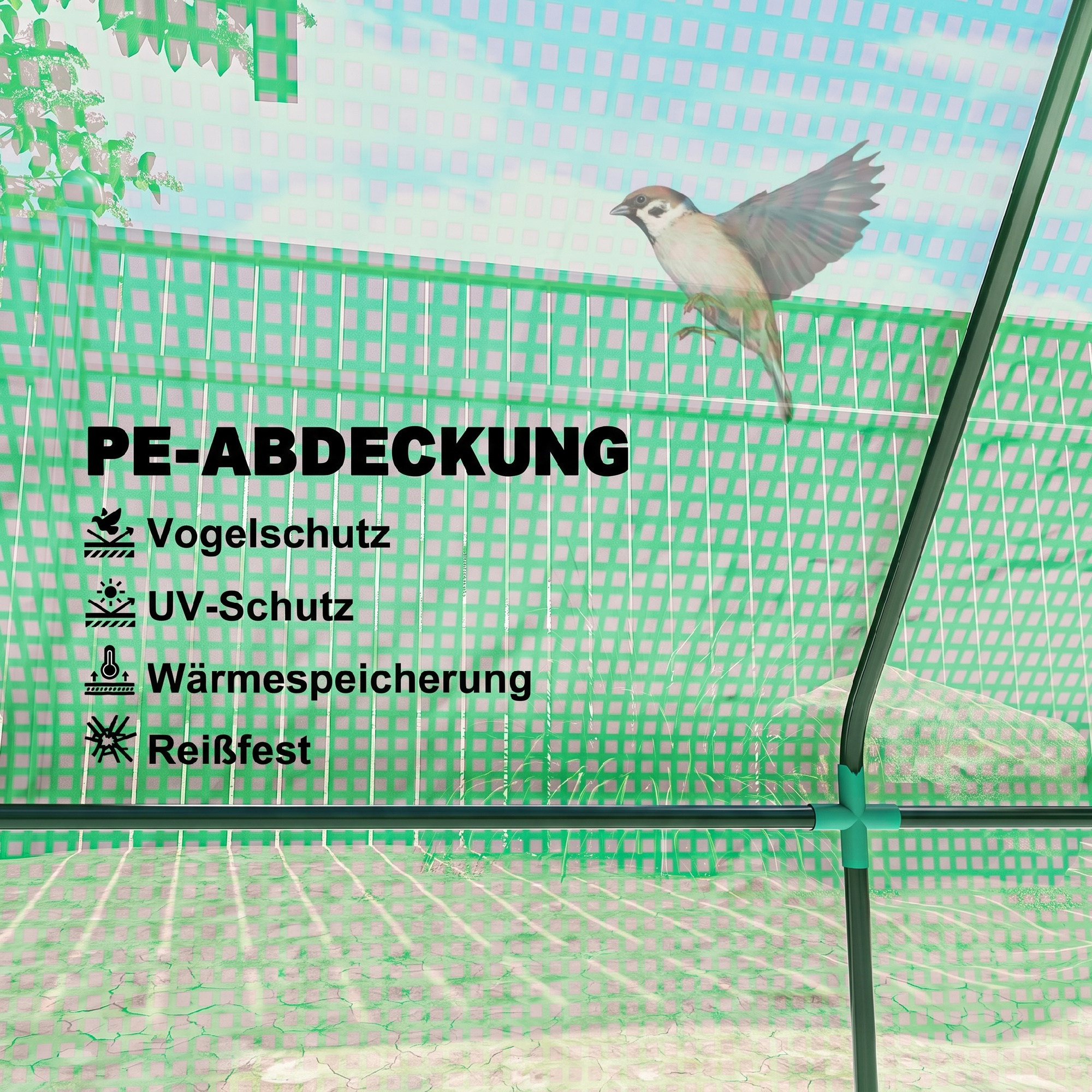 Mini-Gewächshaus Frühbeet Foliengewächshaus, wetterbeständig, 180 x 92 x 92 cm, Grün