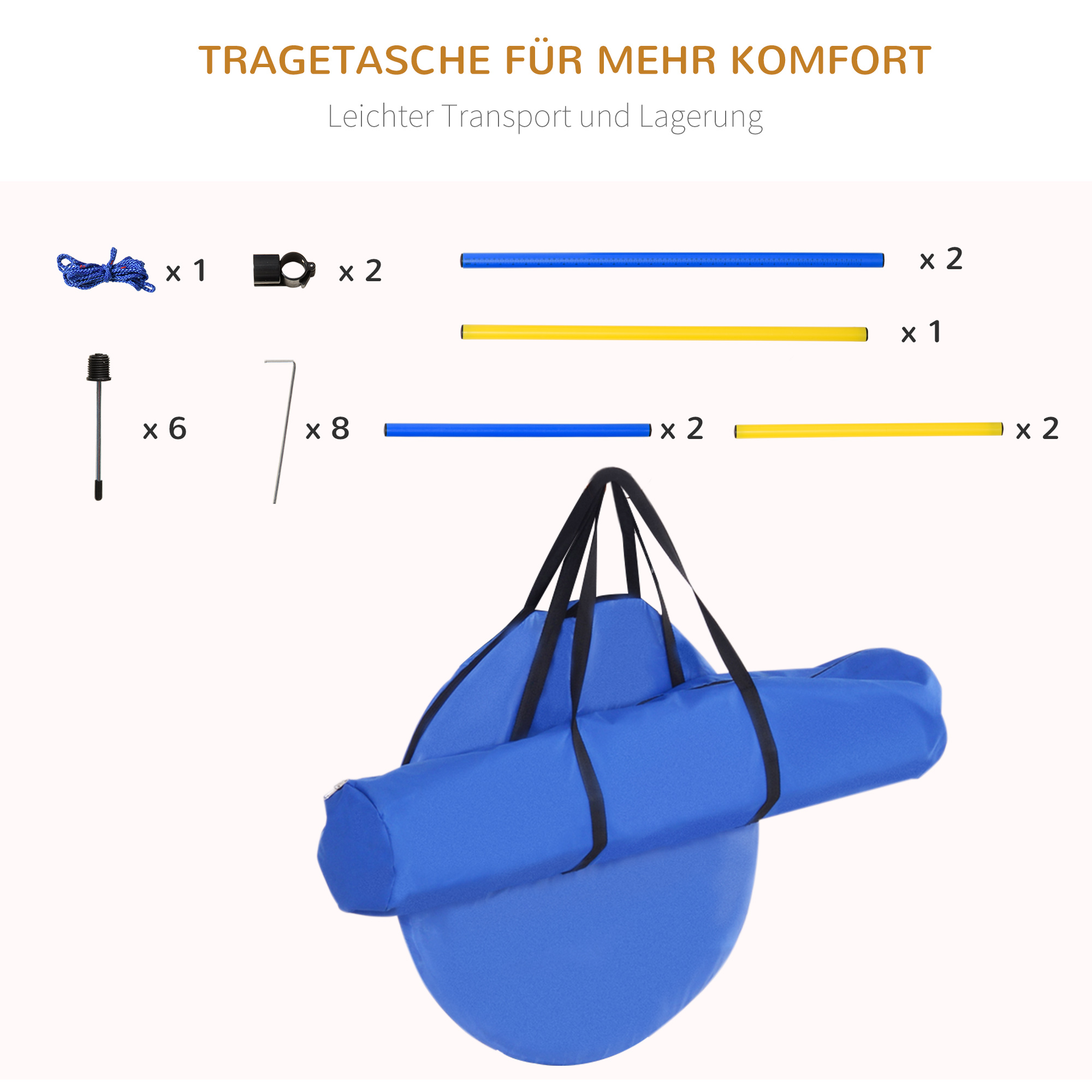 Agility Set Hunde 5-teiliges Agility-Ausrüstung für Hundetraining Steckhürdenset mit Hundetunnel 4 Slalomstangen höhenverstellbar Hürden Pause-Box Tragetasche Agilityset für Spiele Training