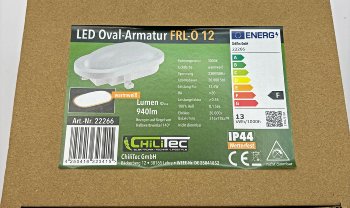 LED Oval-Armatur "FRL-O 12" IP44, Feuchtraum-Leuchte, 13W, 940lm, 3000K