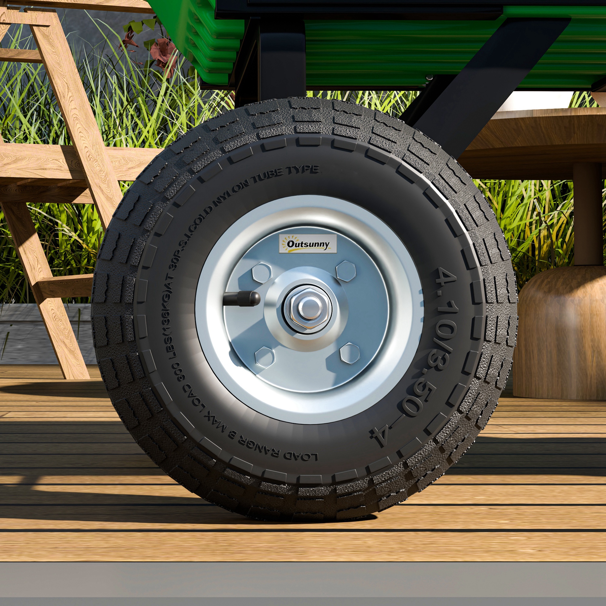 Schubkarrenrad 4er Set Ersatzrad 80 kg Ø 255 mm Vollgummi Luftreifen mit Schlauch Kugellager Schwarz