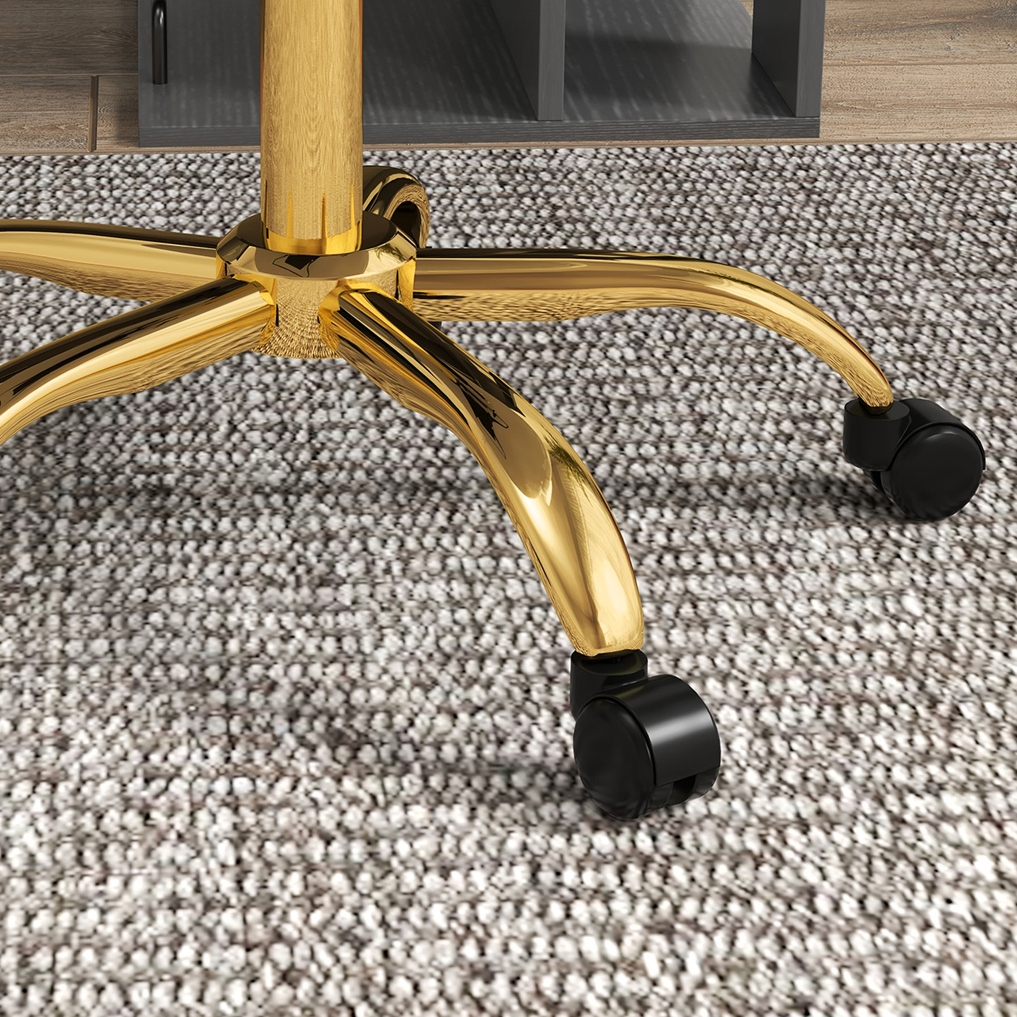 Schreibtischstuhl, höhenverstellbarer Bürostuhl mit Teddy-Fleece-Optik 58 x 56 x 68-76 cm Weiß