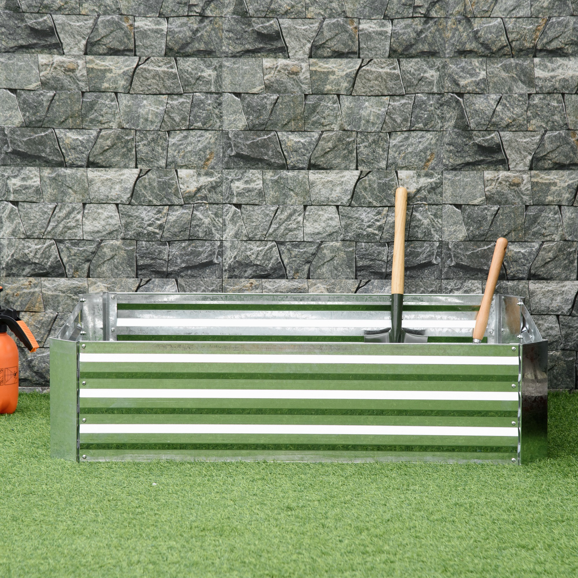 Hochbeet aus verzinktem Stahl Gartenbeet Pflanzkasten für Garten Blumenkasten Blumenkübel Silber 120 x 90 x 30 cm