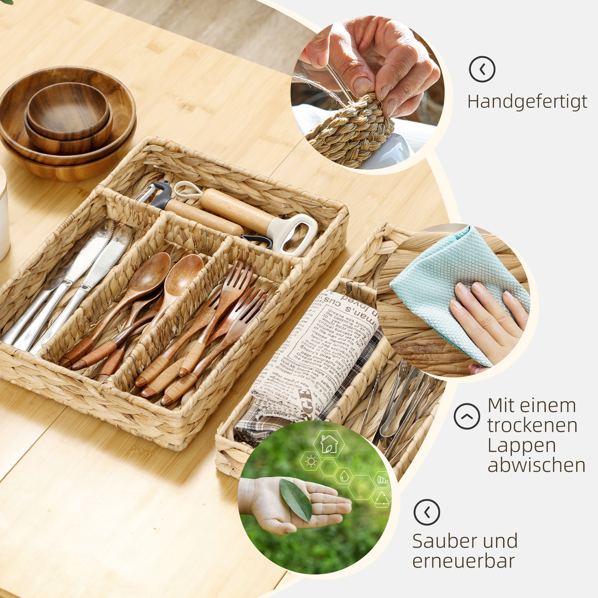 2er-Set Aufbewahrungskorb mit Fächern zur Organisation von Gegenständen, für Wohnzimmer, Küche, Schlafzimmer