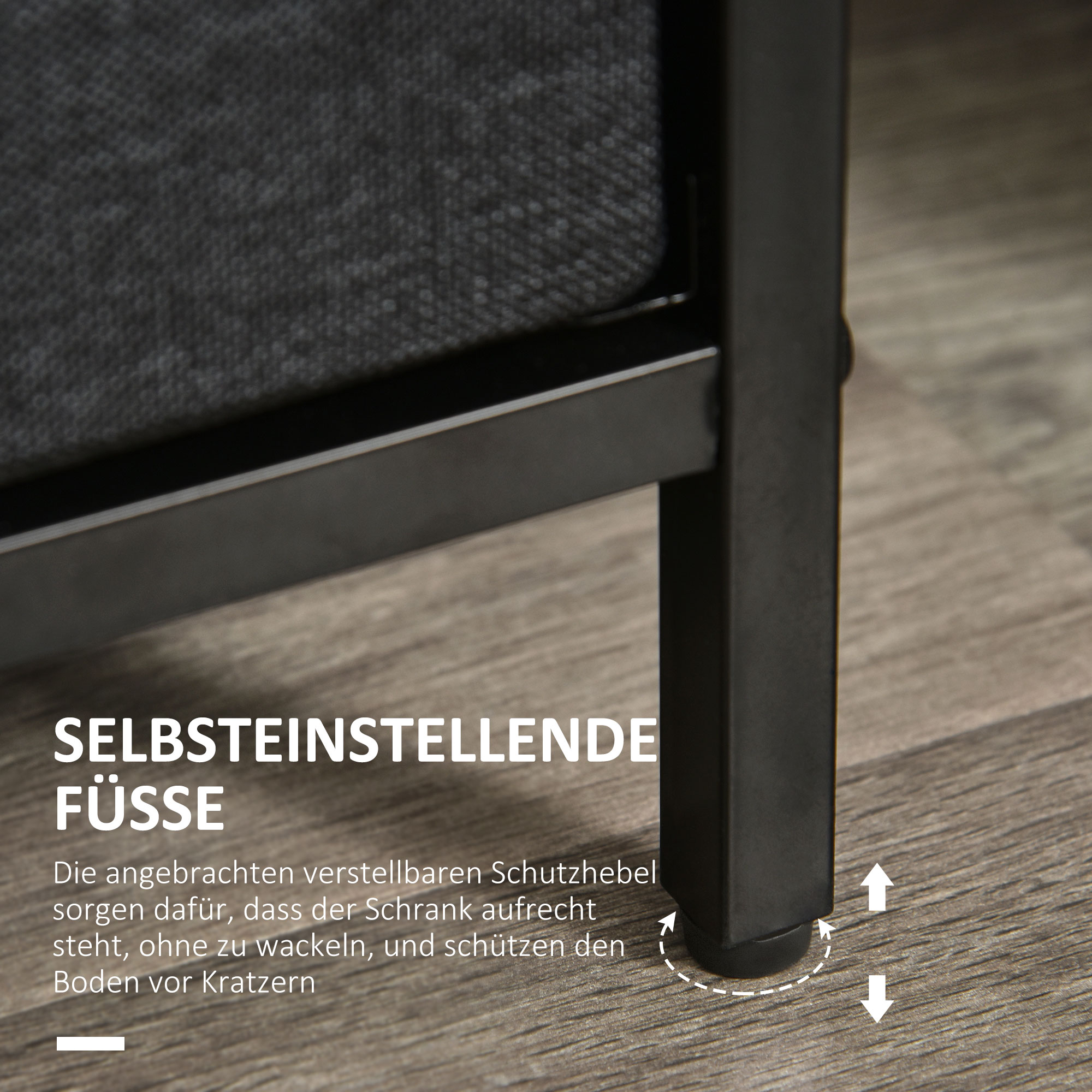 Kommode mit 3 Schubladen aus Leinen Aufbewahrungsschrank mit Ablage Griffen Schwarz