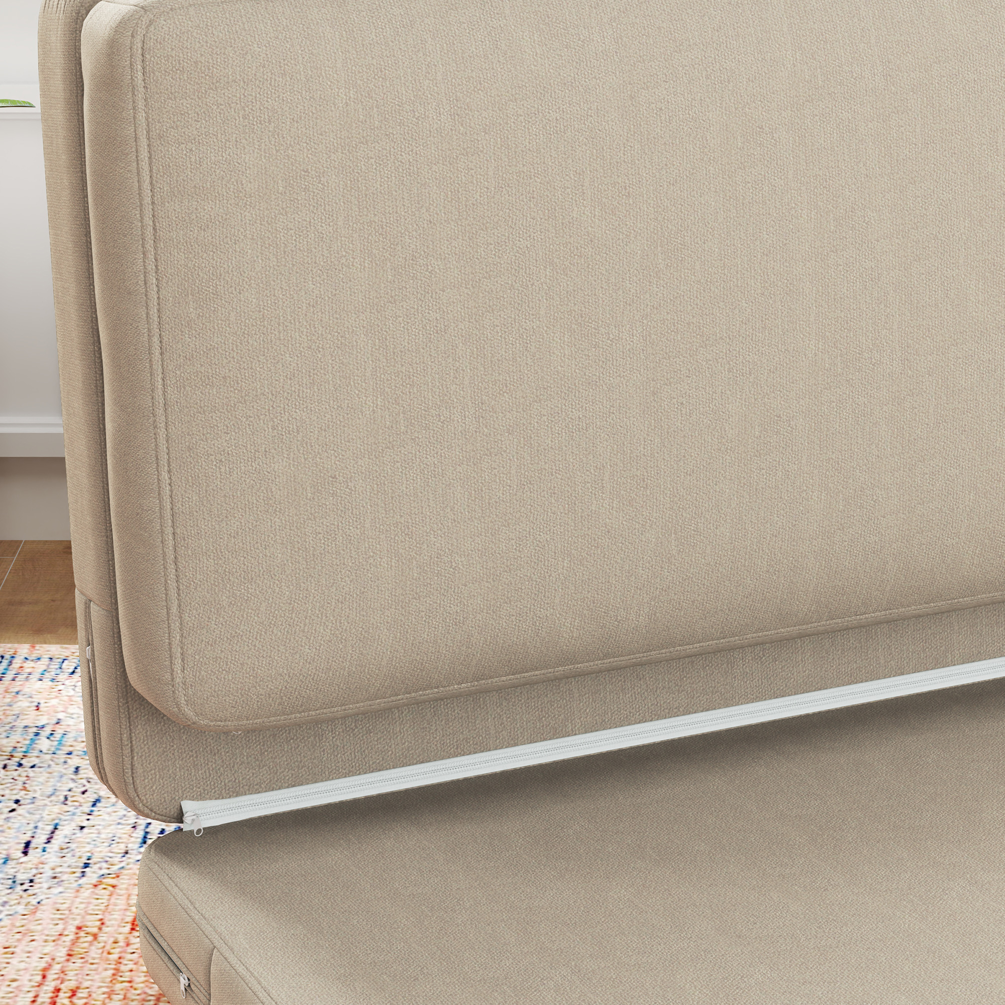 2-in-1 faltbarer Relaxsessel, Gästematratze, teilbar, 120 cm breit, Beige
