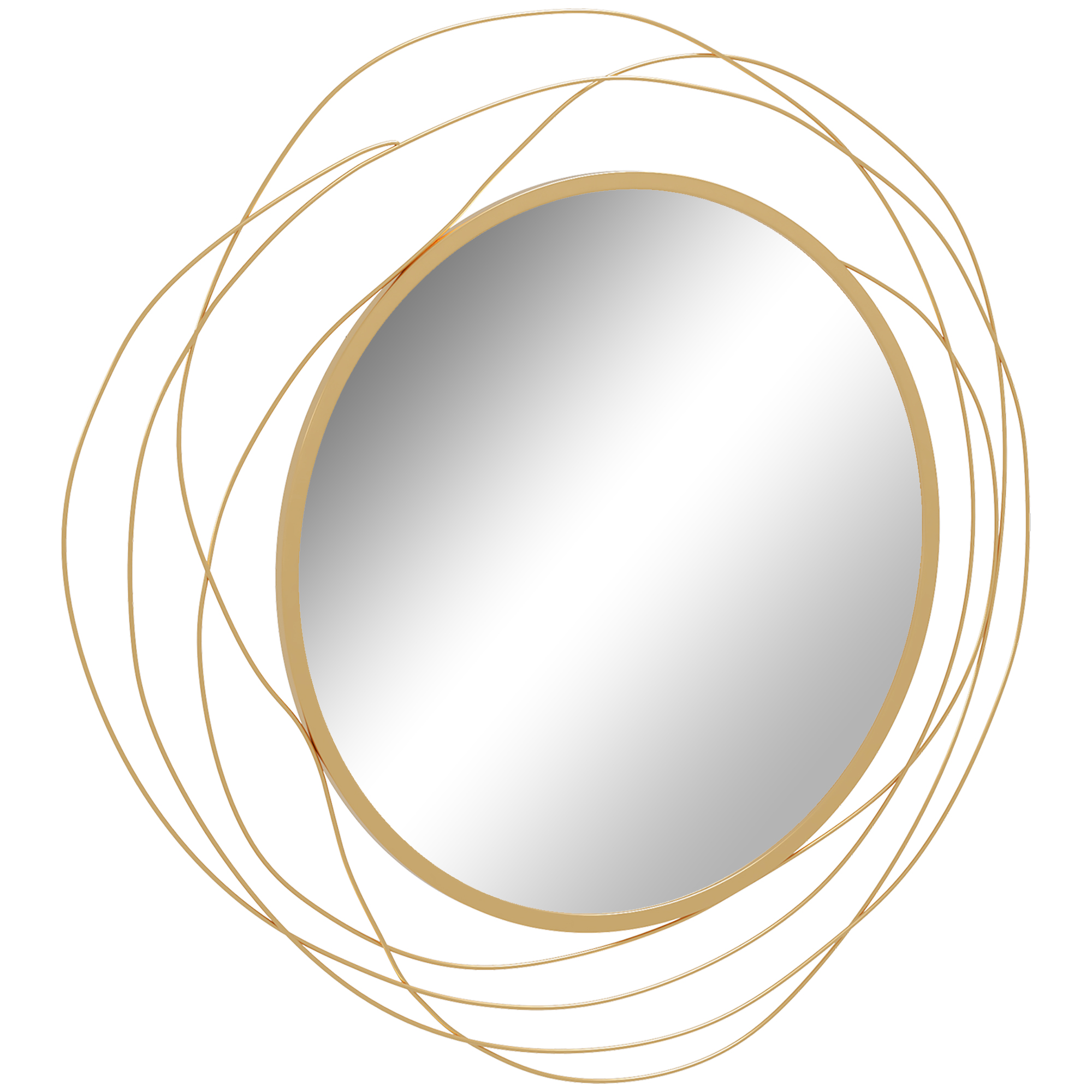 Wanddekoration, runder Wandspiegel, Metallrahmen, ?65 cm, Farbe: Gold