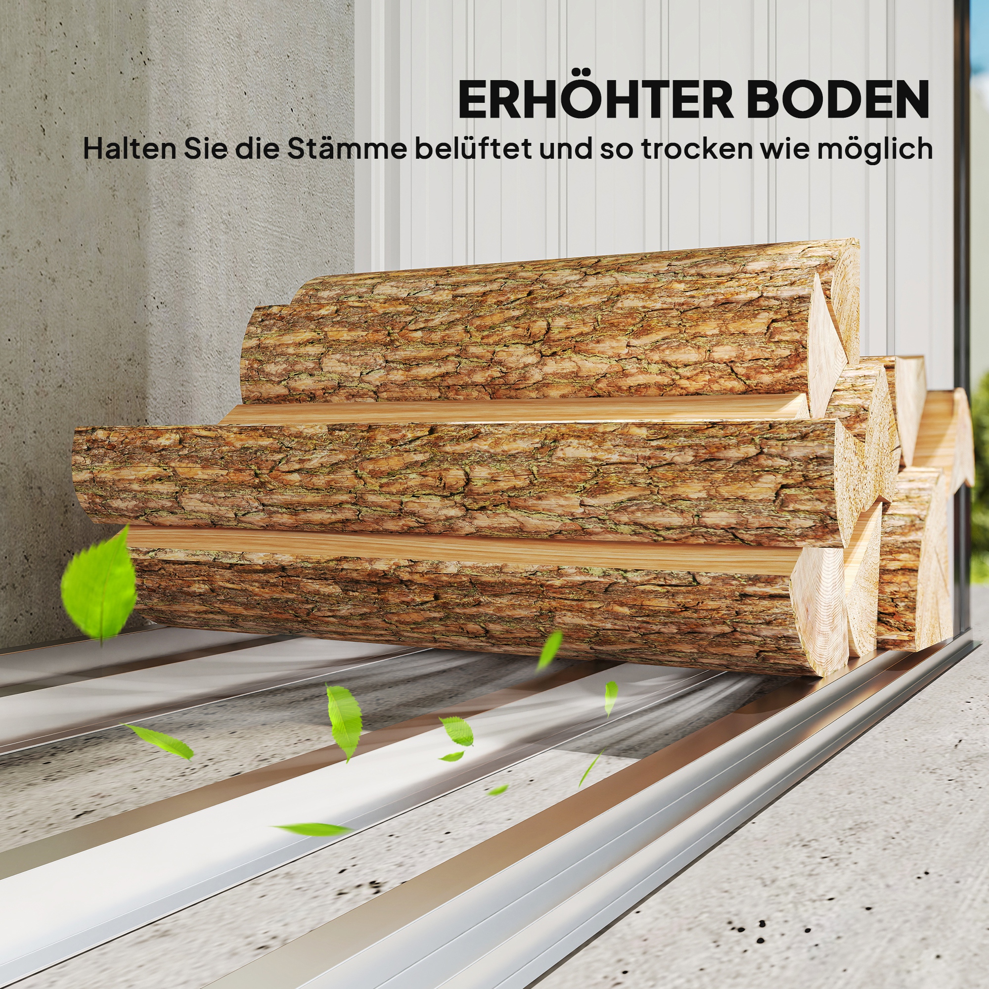Brennholzschuppen, Feuerholzunterstand, Stahl, erhöhter Boden, Schrägdach, 213 x 66,5 x 150 cm, Dunkelgrau
