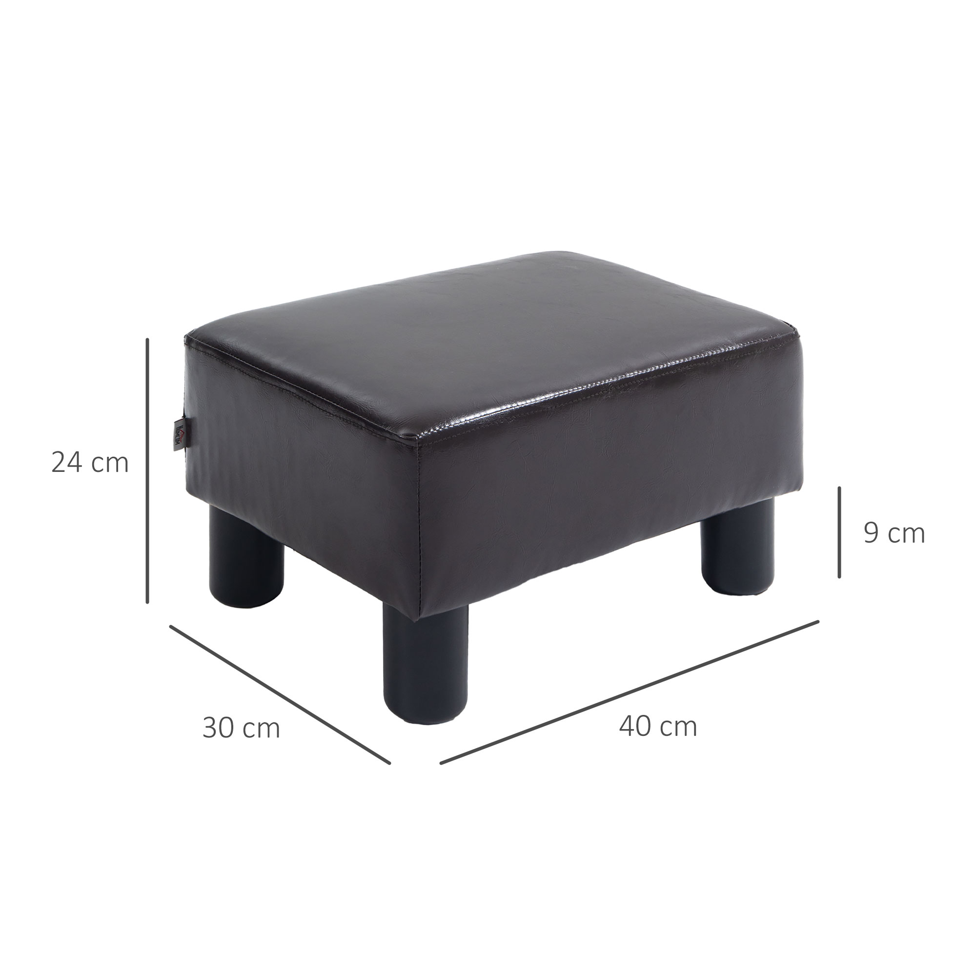 Hocker mit Stoffbezug in Kunstlederoptik, bis 110 kg, Kaffee, 40 x 30 x 24cm