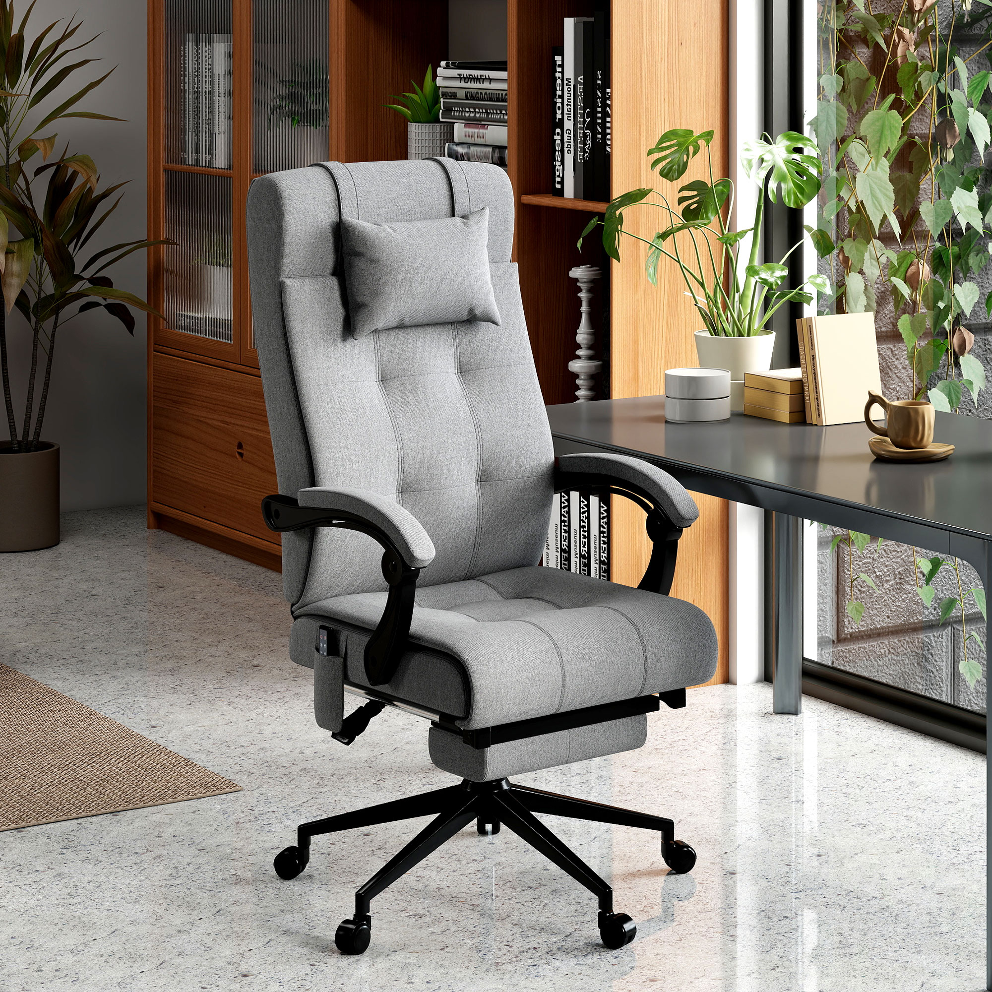 Bürostuhl mit Massagefunktion, ergonomisch, 66x76x112-120cm, Grau