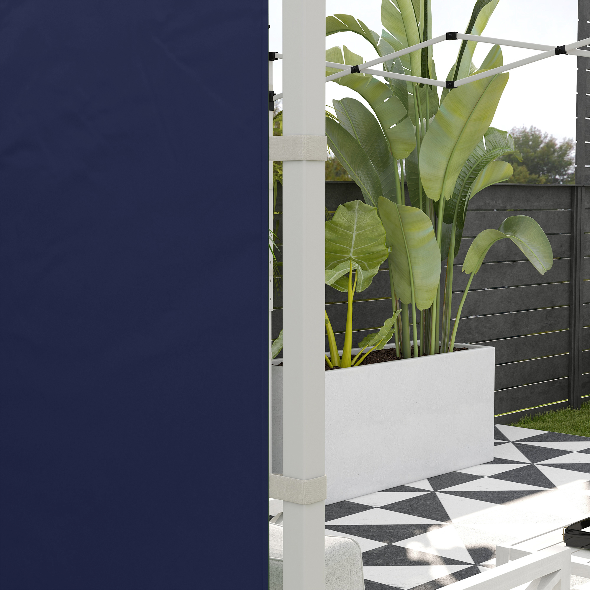 Pavillon-Vorhänge, 2er-Set, für 3x6m oder 3x3m Gartenpavillons, mit Fenstern und Türen, Blau