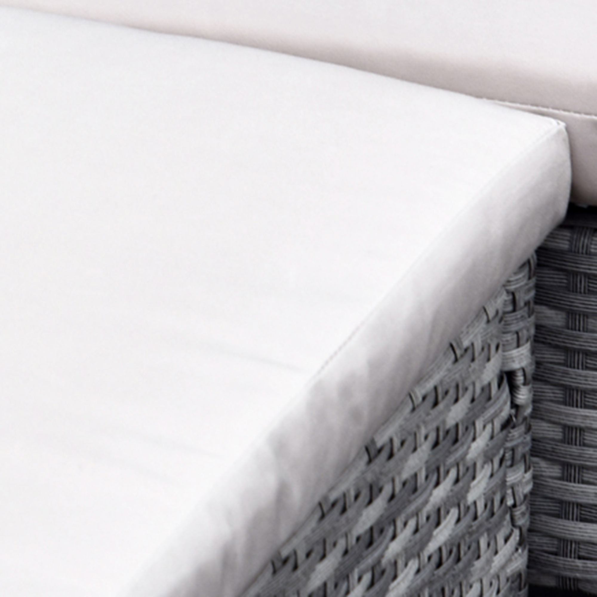 5-tlg, Gartenmöbel Set, Rattan Sitzgruppe mit Fußhocker, Metall, Grau, 142 x 60 x 75 cm