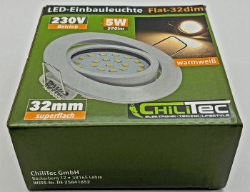 LED-Einbauleuchte "Flat-32dim" warmweiß / 80x32mm, 5W, 590lm, weißes Gehäuse