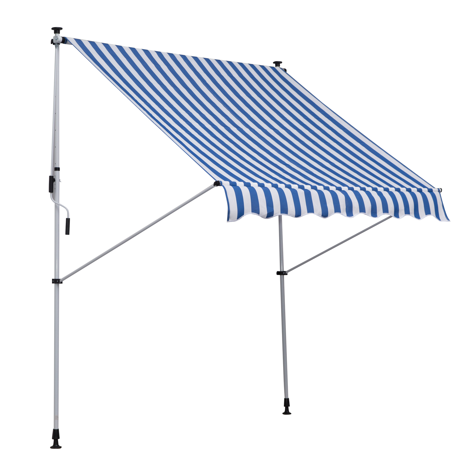 Klemmmarkise mit Handkurbel höhenverstellbar Gelenkarmmarkise schmutzabweisend, witterungsbeständig Balkonmarkise 150cm breit Terrassenmarkise für Terrasse Balkon Veranda Blau+Weiß Klemmmarkise mit Handkurbel höhenverstellbar Gelenkarmmarkise schmutzabweisend, witterungsbeständig Balkonmarkise 150cm breit Terrassenmarkise für Terrasse Balkon Veranda Blau+Weiß