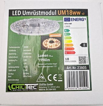 LED Umrüstmodul "UM18ww V2" für Leuchten / Ø180mm, 18W, 1994lm, 3000k, Magnethalter