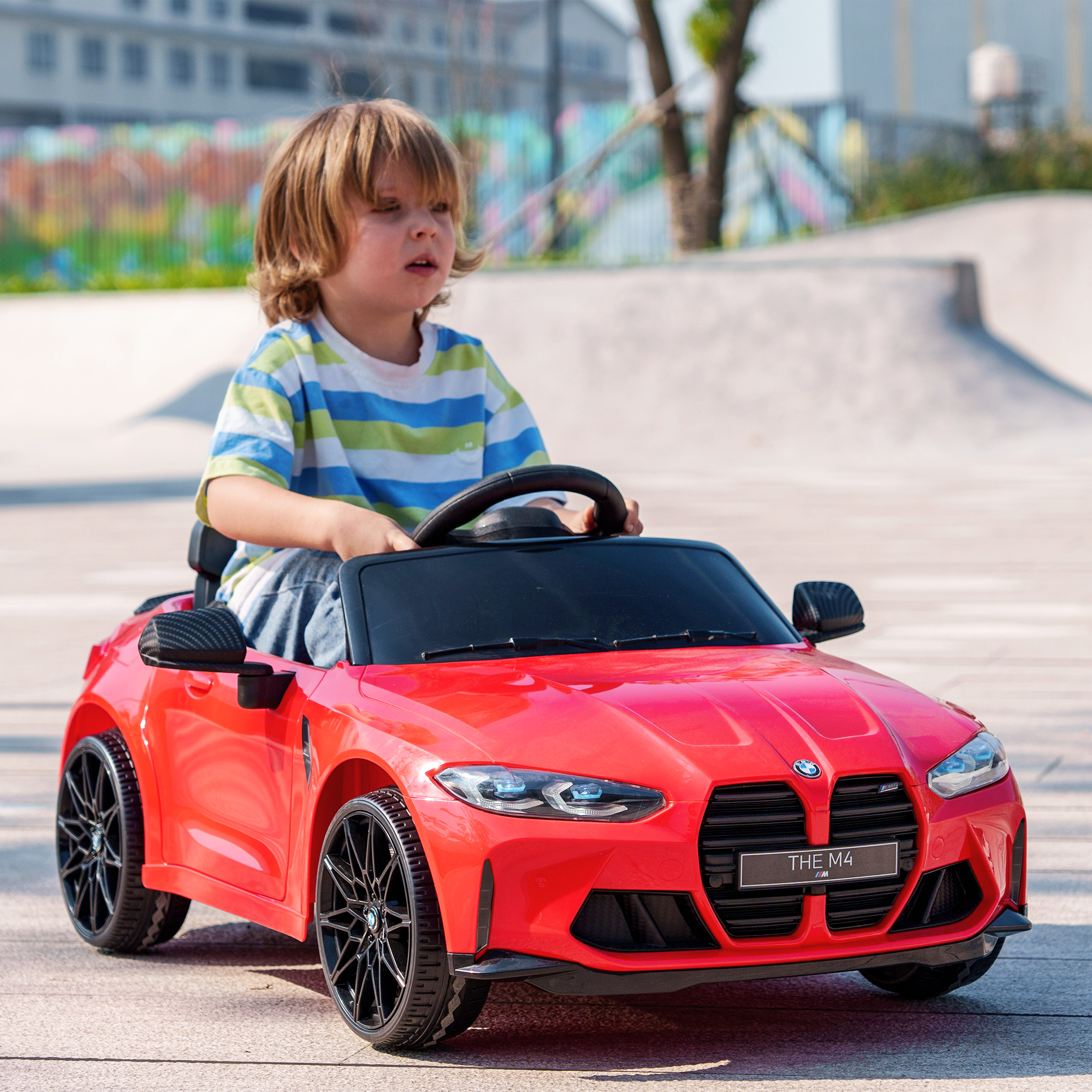 Elektro Kinderauto BMW M4, Sound & Licht, 3-5 km/h, inkl, Fernsteuerung, für 3-5 Jahre, Rot