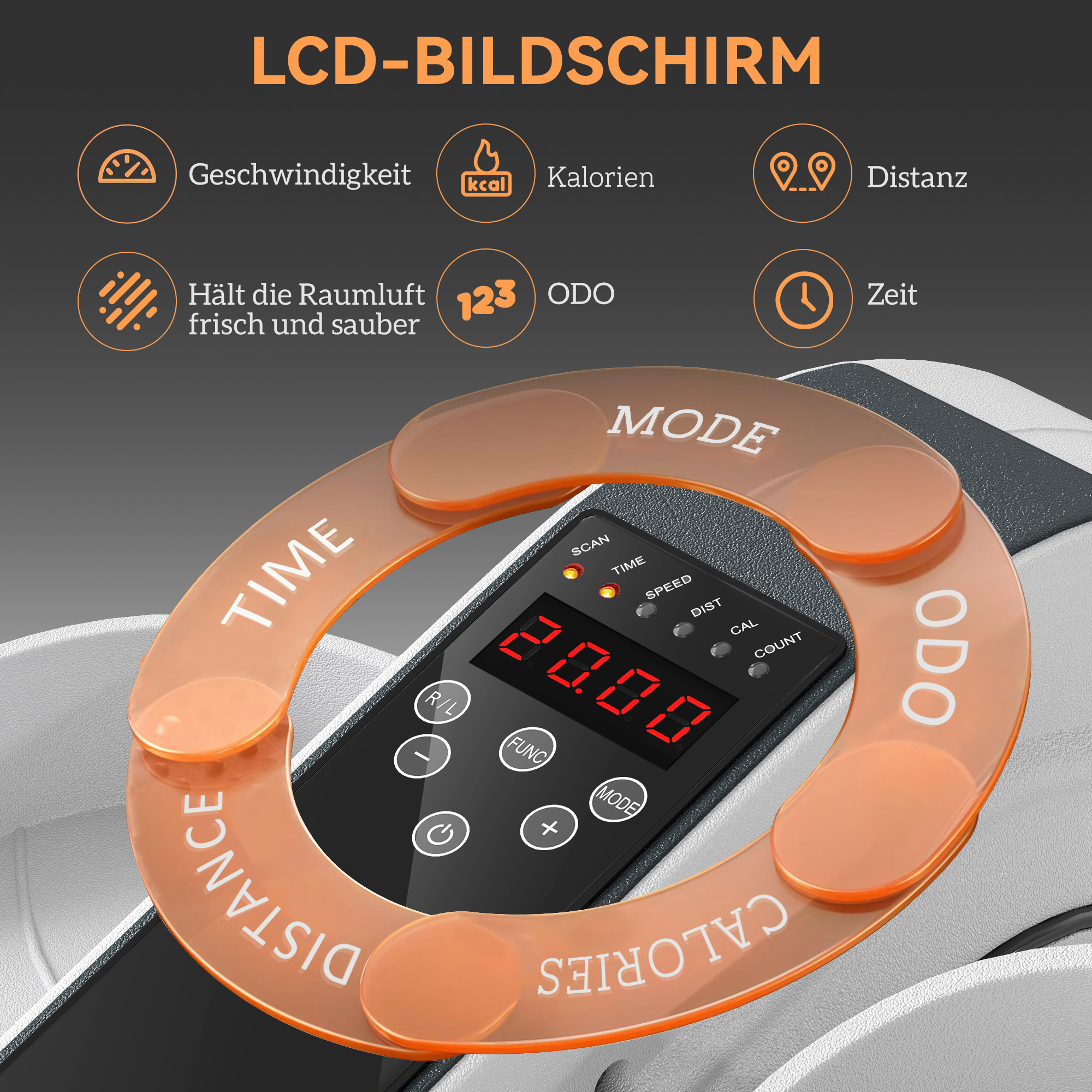 Sitzpedaltrainer, Mini-Ellipsen-Trainer mit LCD-Monitor, Fernbedienung, 10 einstellbare Geschwindigkeitsstufen, Weiß