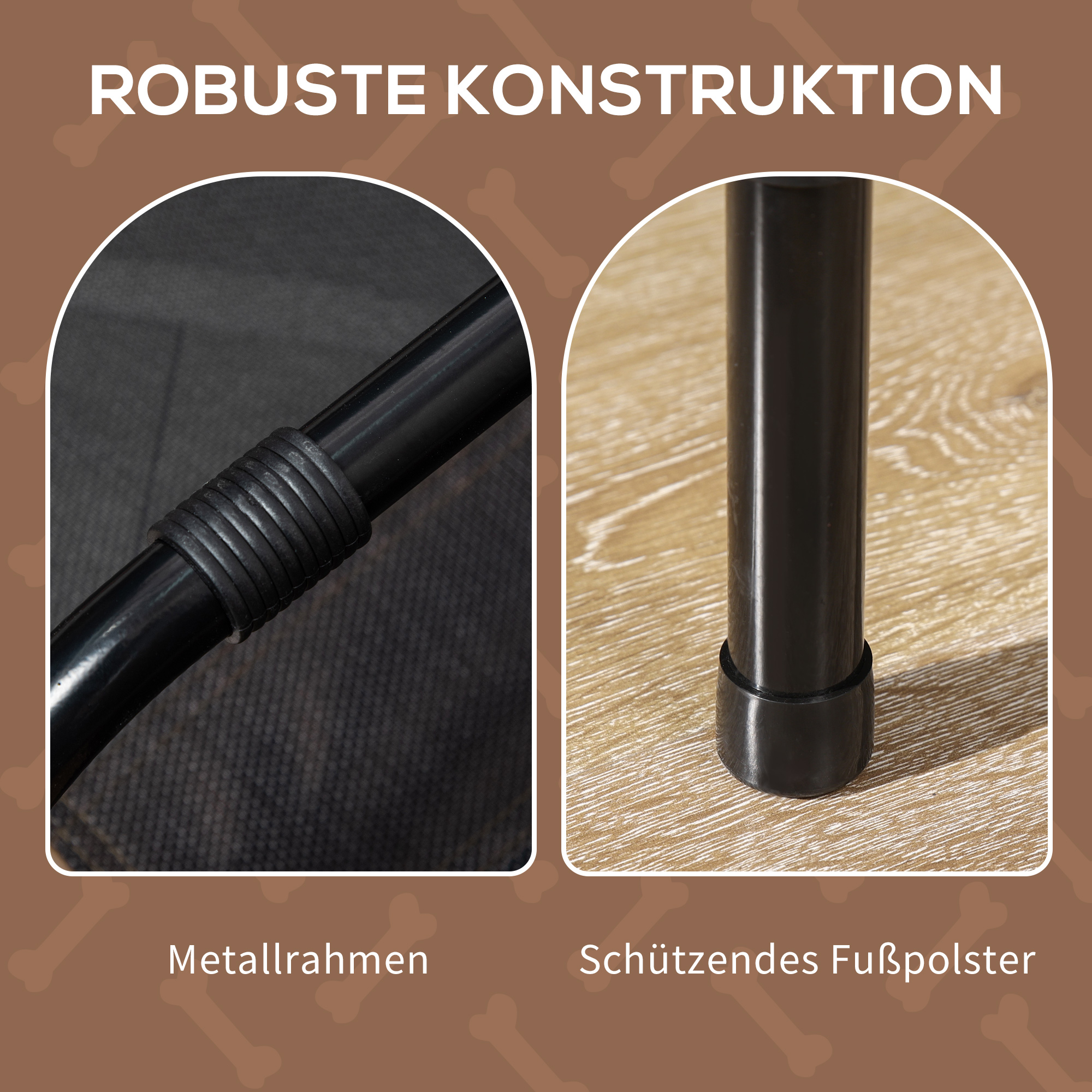 erhöhtes Hundebett mit Baldachin, Haustierbett, Hundeliege outdoor mit Dach, Atmungsaktiv, Taftstoff für Camping Kaffee 122 x 92 x 108 cm