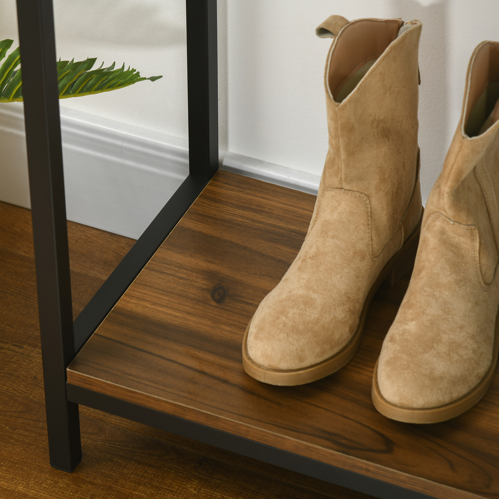 Sideboard Konsolentisch Flurregal, Industriedesign, 100 cm x 29,5 cm x 90 cm, Braun + Schwarz