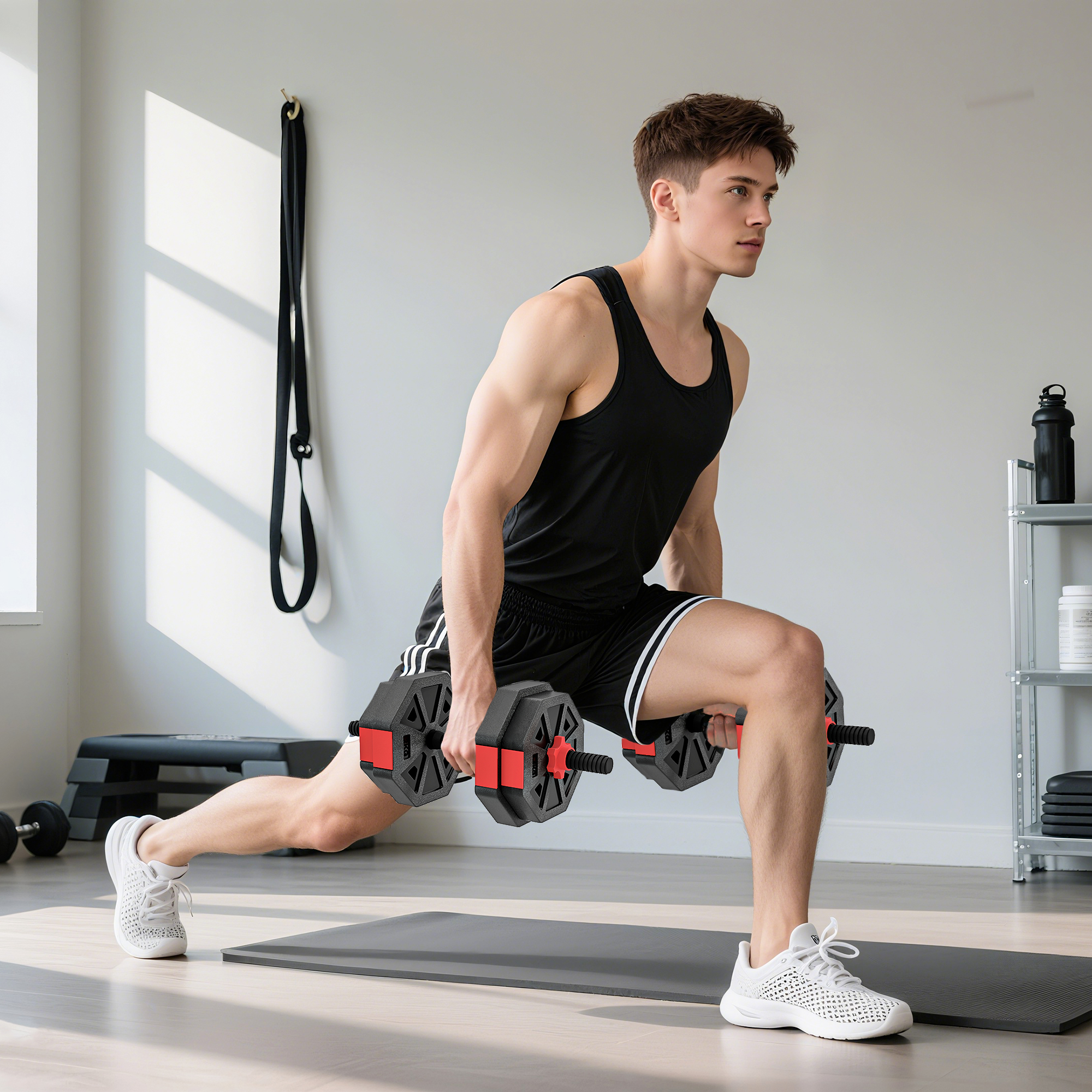 4-in-1 Hantelset Kurzhantel Set Kurzhanteln Langhanteln verstellbar 15 KG für Krafttraining Zuhause