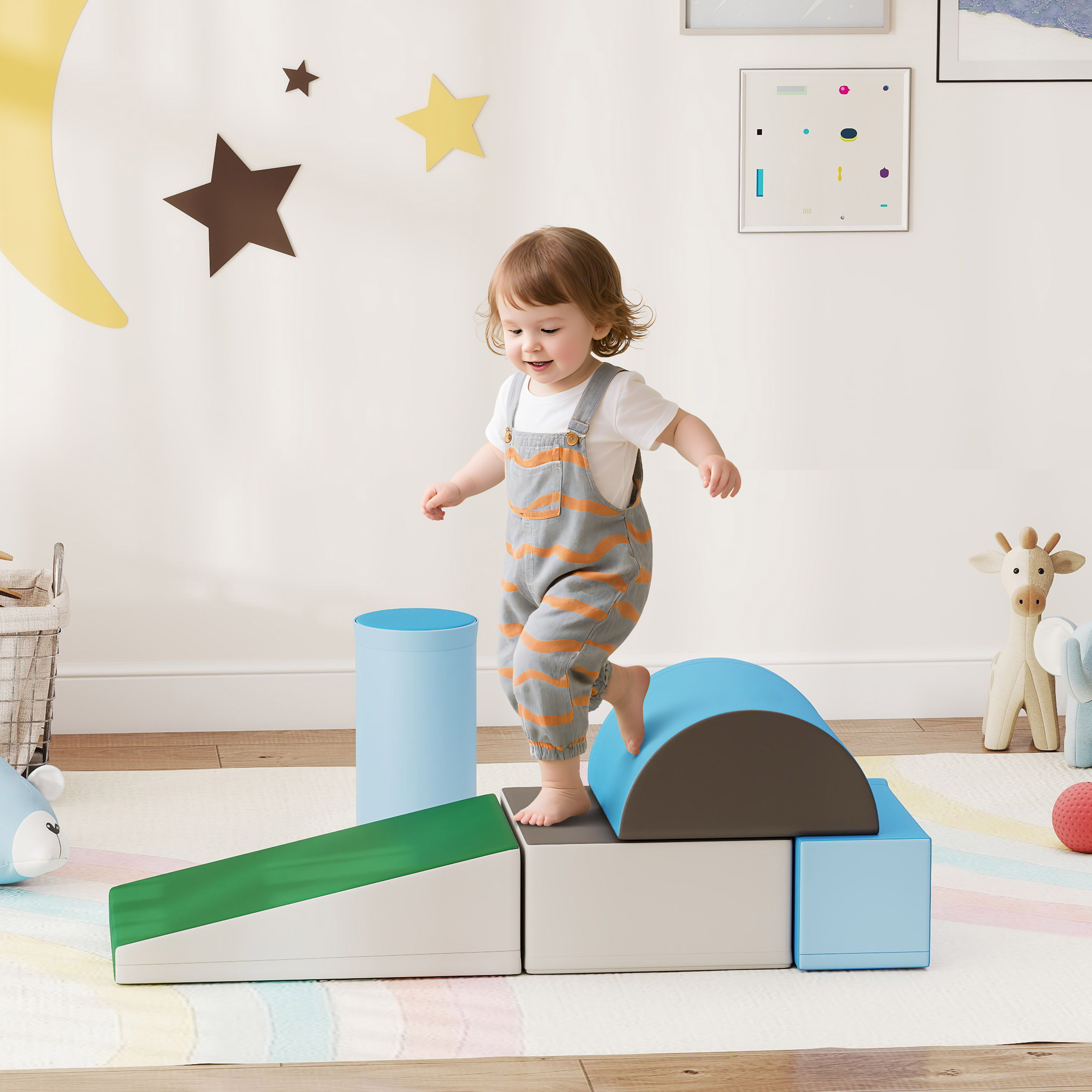 5 TLG. Schaumstoff Bausteine Kinder Softbausteine klettern Bauklötze Weiche Schaumstoffbausteine Riesenbausteine Schaumstoffblöcke Bausteinset Spielbausteine für Baby & Kleinkinder Mehrfarbig