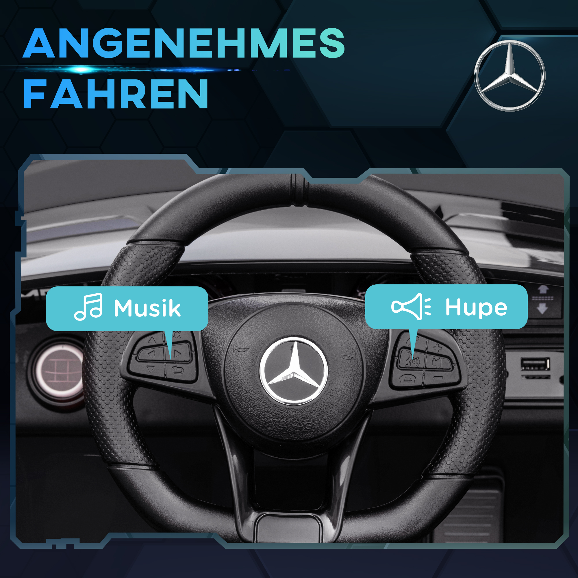 Elektro-Kinderauto, Mercedes, 3-5 km/h, Fernbedienung, Licht & Musik, Schwarz