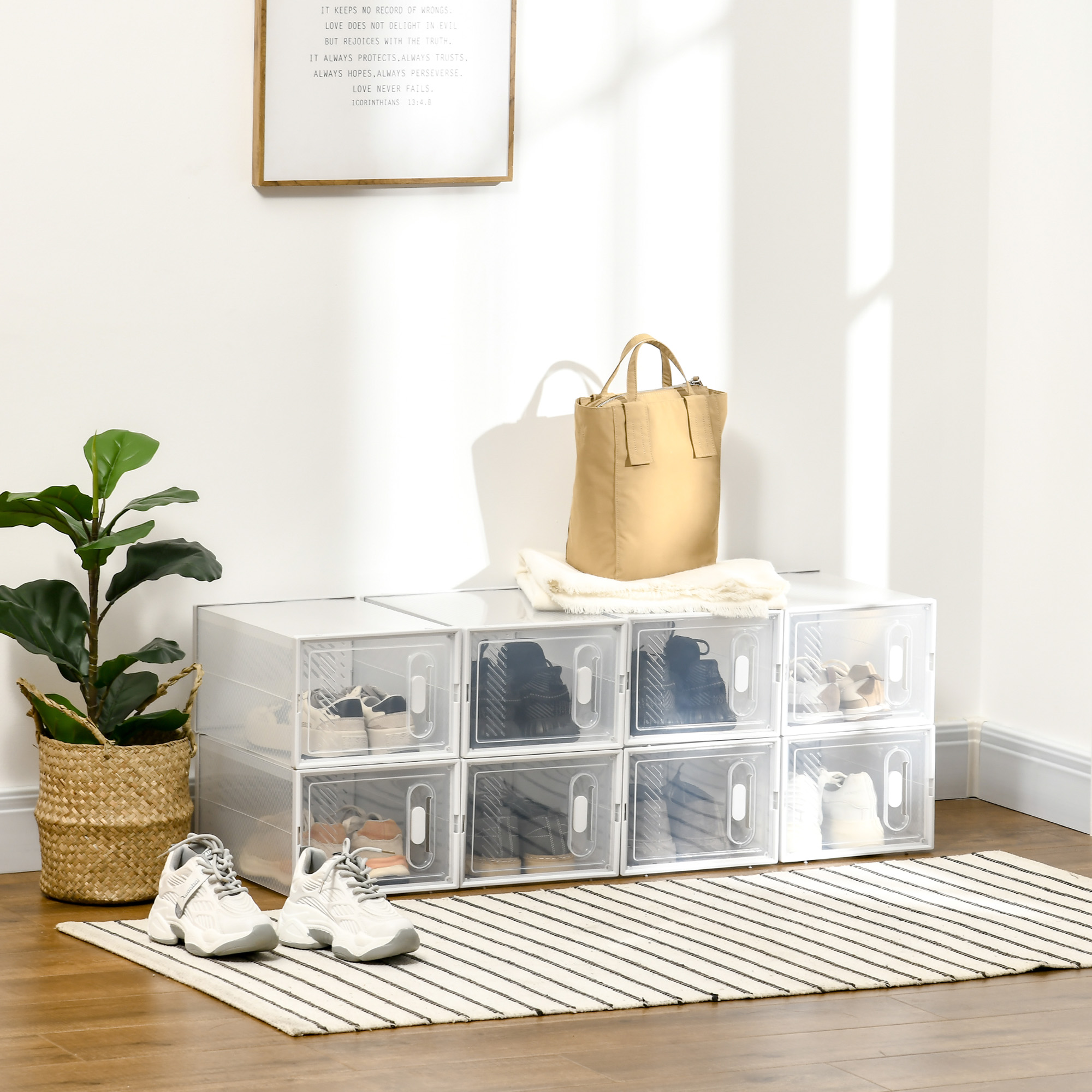 Modulares Regalsystem mit 8 Fächern, Steckregal, 25 cm x 35 cm x 19 cm, Transparent