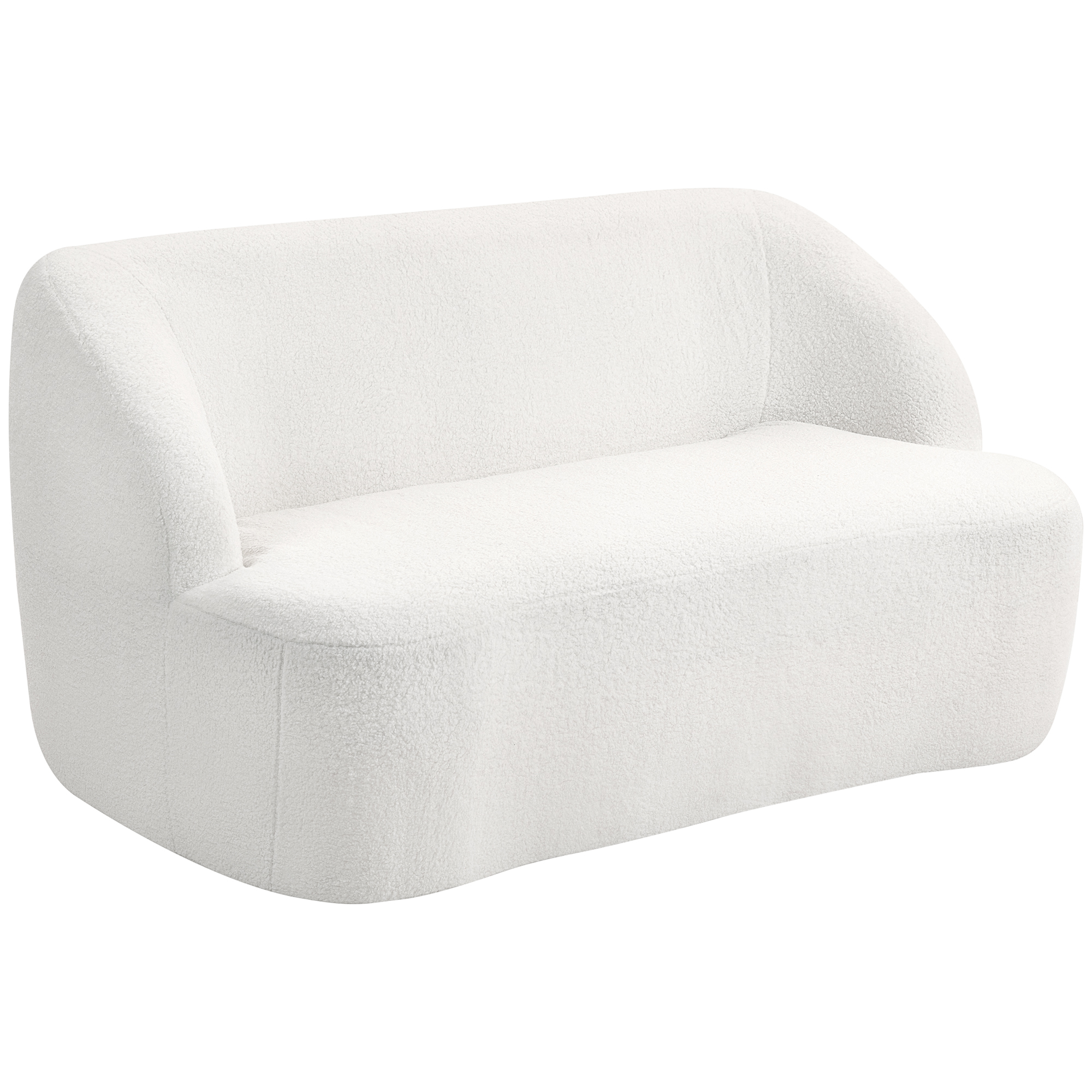 2-Sitzer-Sofa, geschwungenes Design, Polstersofa mit Fleece-Bezug, für Wohnzimmer, Schlafzimmer, Homeoffice, Cremeweiß